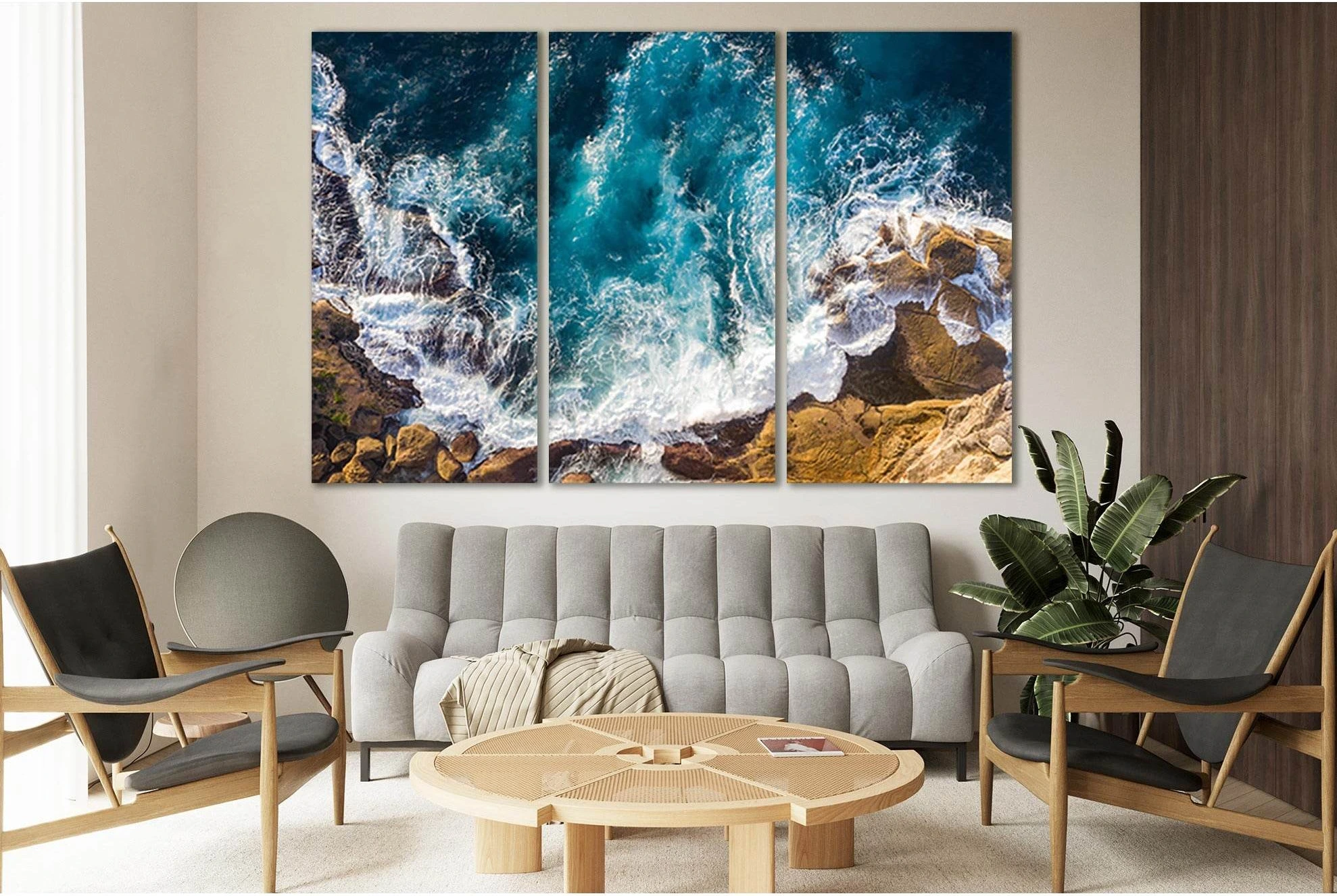 Rocks Stones Surf №SL128 Ready to Hang Canvas Print - Zellart Canvas Prints 0new, ALL_Products, Beach Ocean & Waves