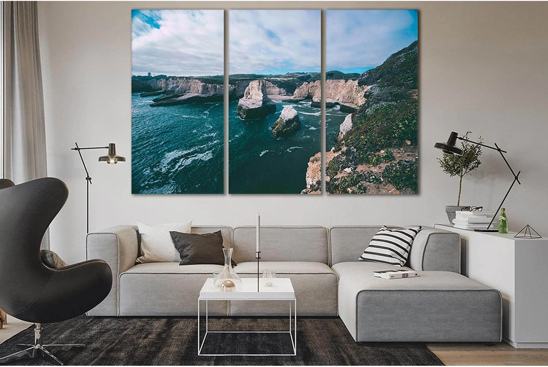Rocky Cliff In The Sea №SL173 Ready to Hang Canvas Print - Zellart Canvas Prints 0new, ALL_Products, Beach Ocean & Waves