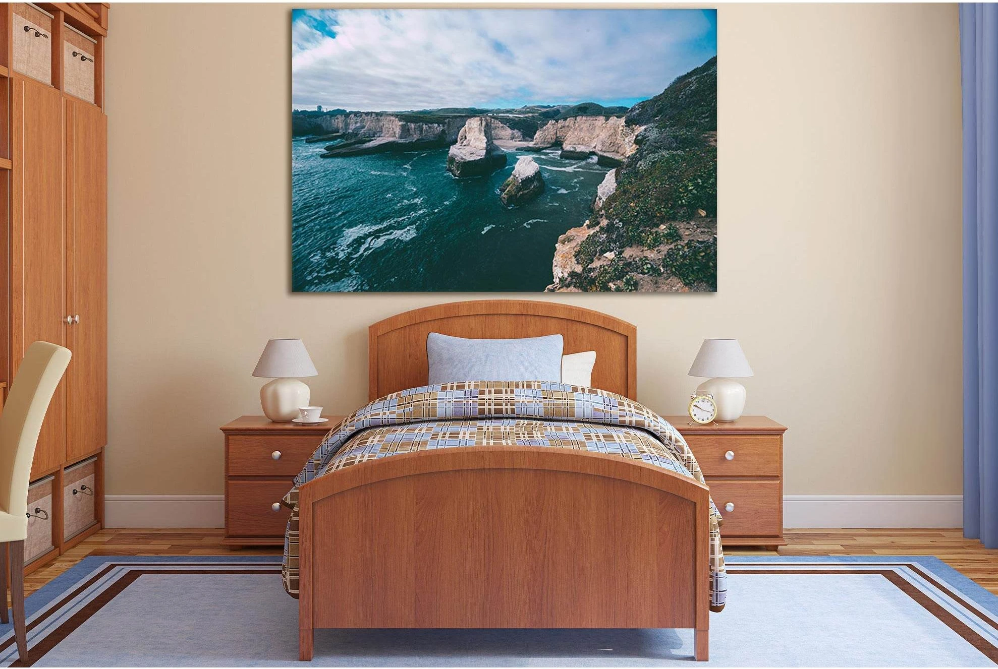 Rocky Cliff In The Sea №SL173 Ready to Hang Canvas Print - Zellart Canvas Prints 0new, ALL_Products, Beach Ocean & Waves