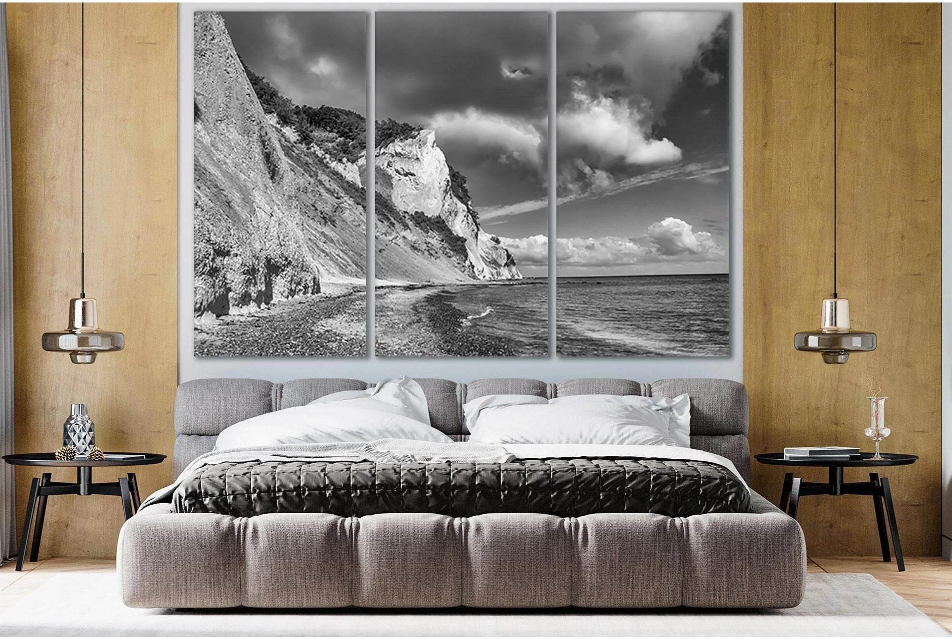 Rocky Coast Of The Sea Black End White №SL870 Ready to Hang Canvas Print - Zellart Canvas Prints 0new, ALL_Products, Black & White Wall Art