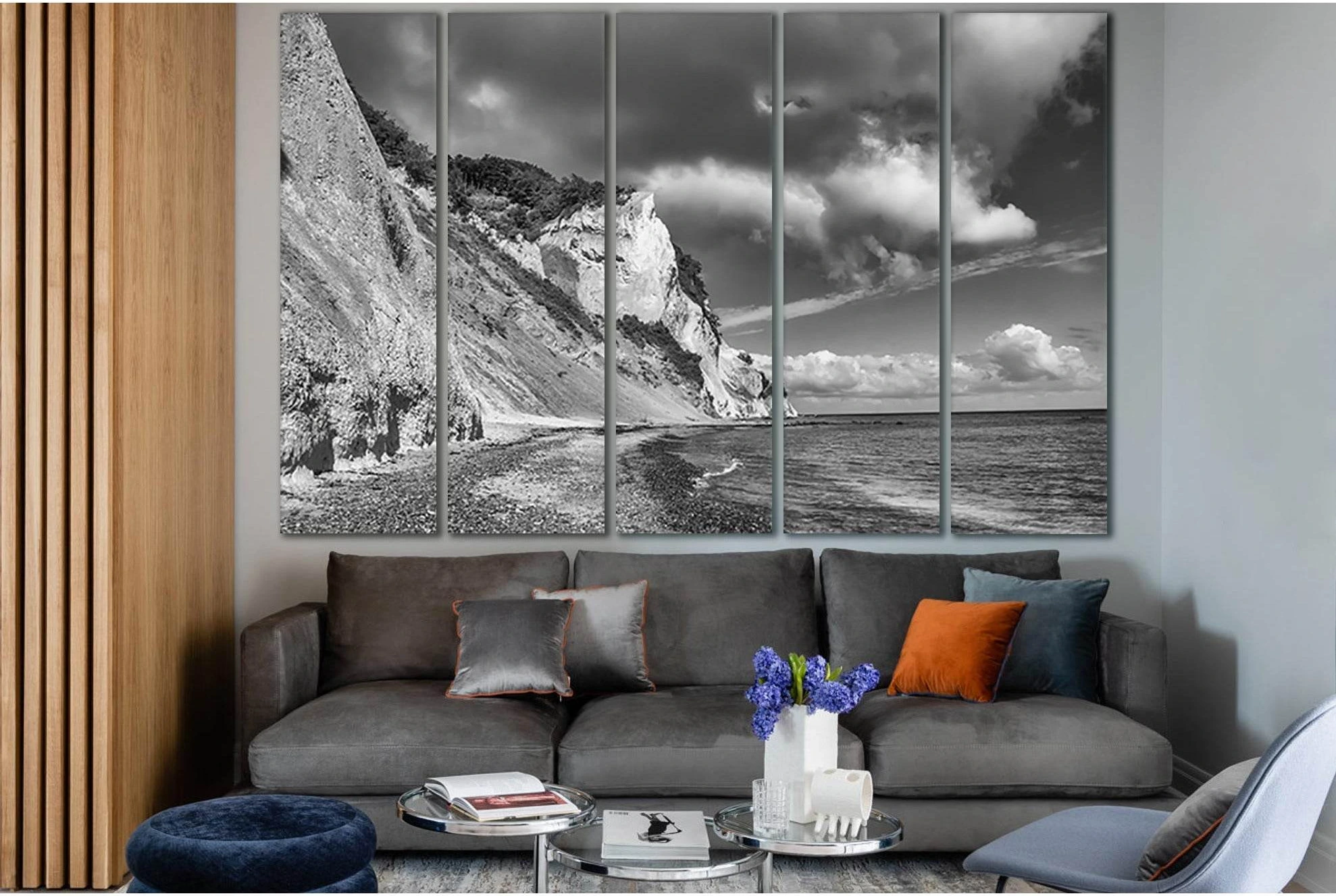 Rocky Coast Of The Sea Black End White №SL870 Ready to Hang Canvas Print - Zellart Canvas Prints 0new, ALL_Products, Black & White Wall Art