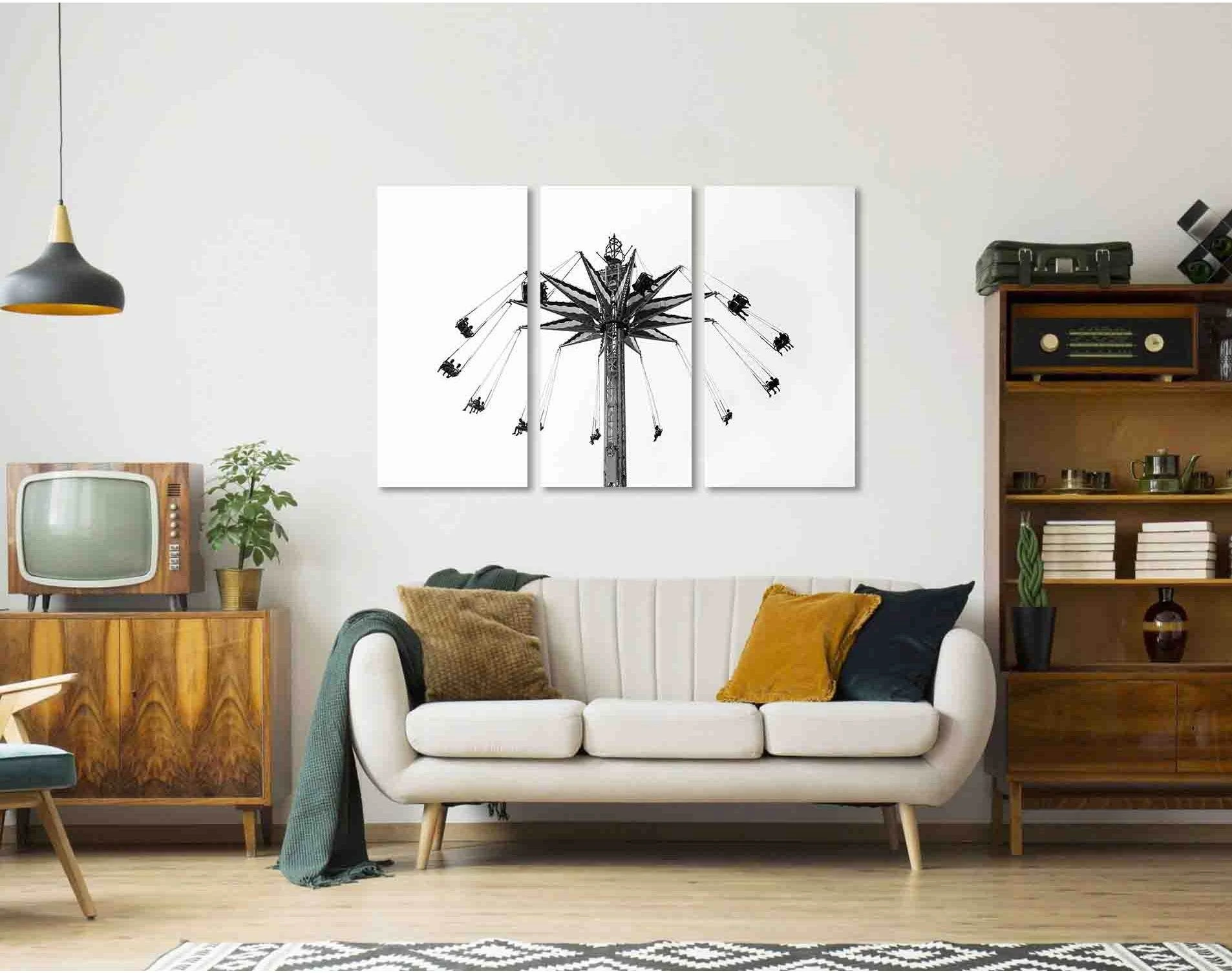 Roller coast №D2841 Ready to Hang Canvas Print - Zellart Canvas Prints 0new, ALL_Products, Black & White Wall Art