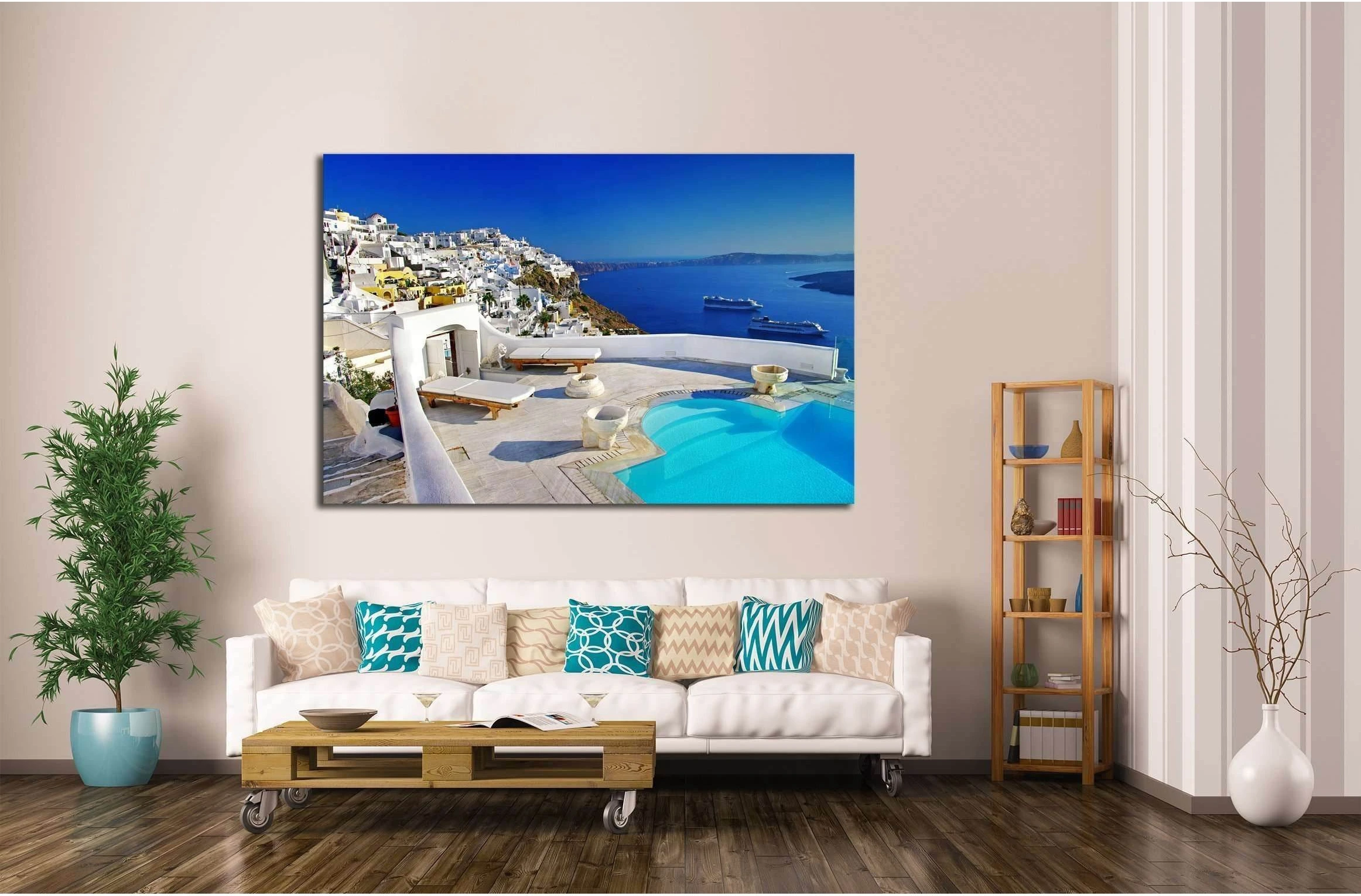 romantic holidays - Santorini resorts №2592 Ready to Hang Canvas Print - Zellart Canvas Prints ALL_Products, s-2592