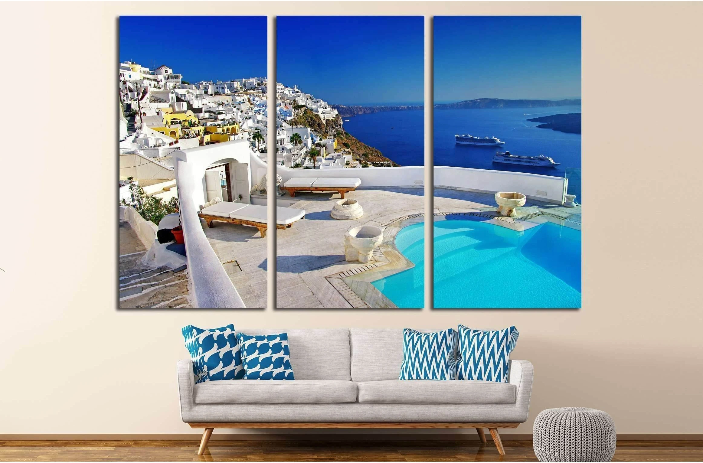 romantic holidays - Santorini resorts №2592 Ready to Hang Canvas Print - Zellart Canvas Prints ALL_Products, s-2592