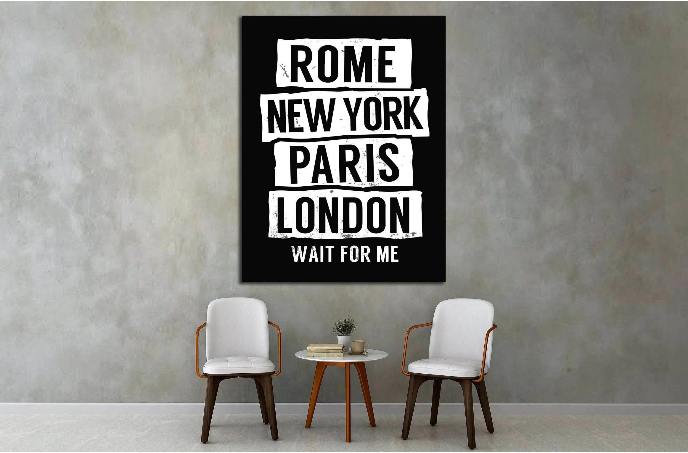 Rome, New York, Paris, London №4535 Ready to Hang Canvas Print - Zellart Canvas Prints 0_NY_ART, ALL_Products, s-4535