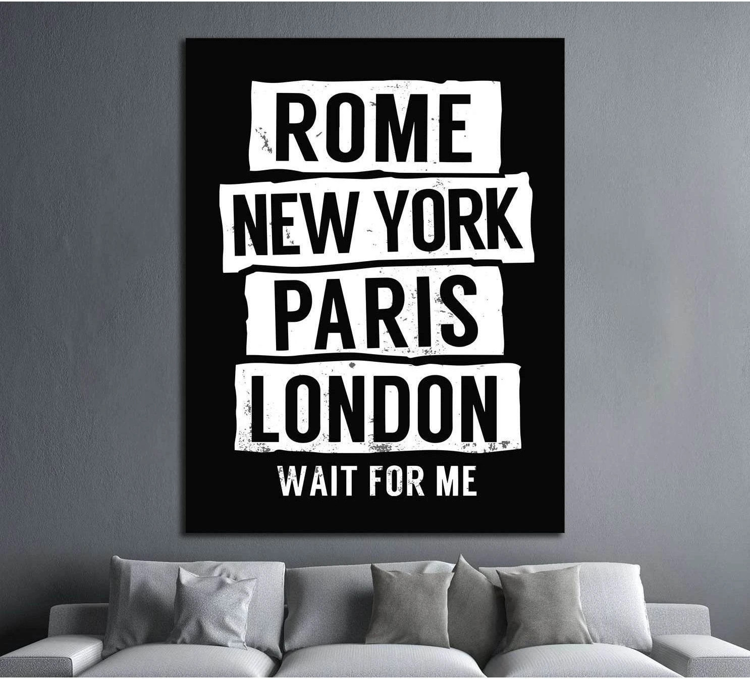Rome, New York, Paris, London №4535 Ready to Hang Canvas Print - Zellart Canvas Prints 0_NY_ART, ALL_Products, s-4535