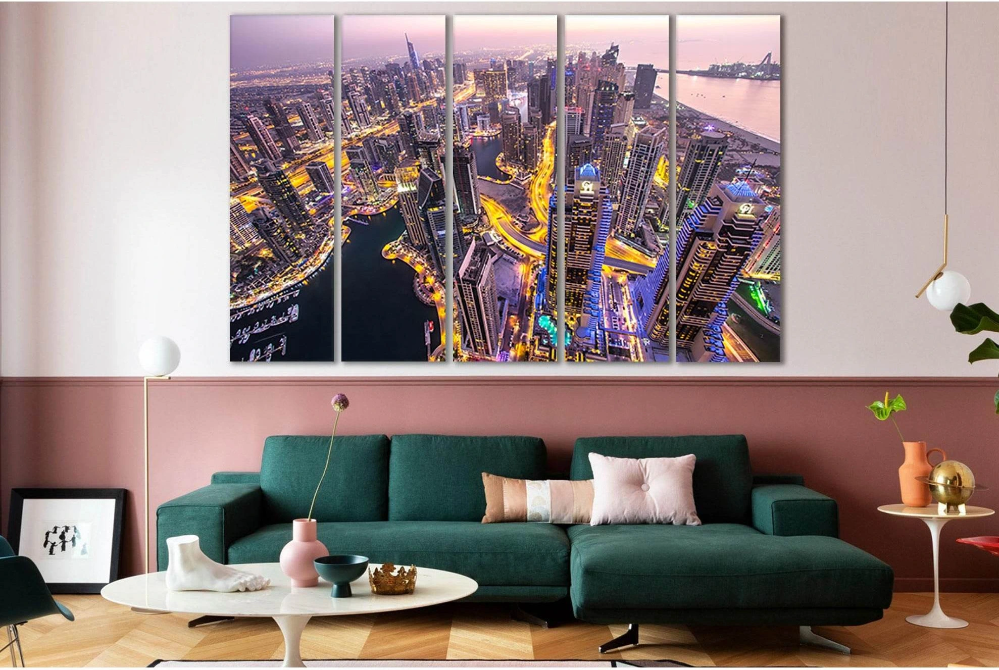 Rooftop View Of Dubai After Sunset №SL350 Ready to Hang Canvas Print - Zellart Canvas Prints 0new, ALL_Products, Cityscapes & Skylines