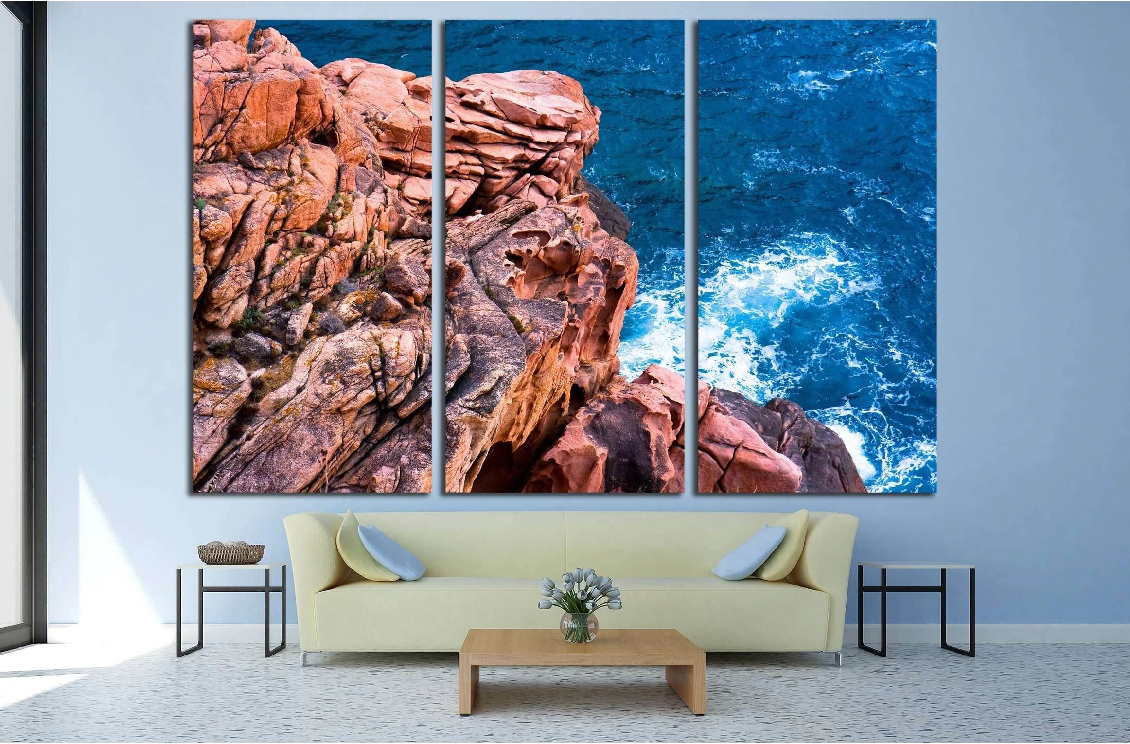 Rose cliff by the sea №2665 Ready to Hang Canvas Print - Zellart Canvas Prints ALL_Products, s-2665