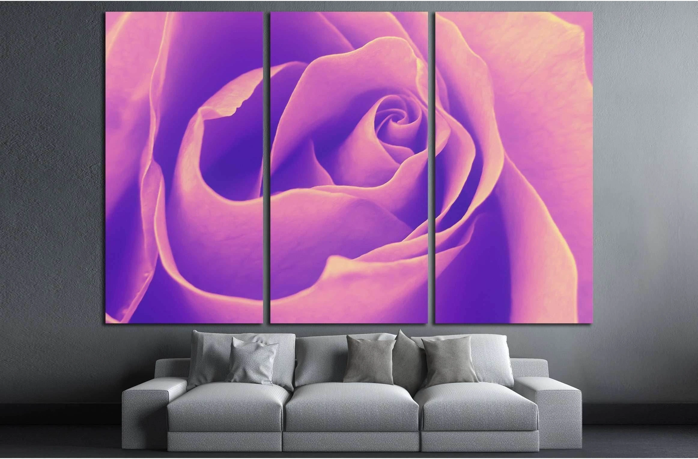 Rose, top view, petals, close-up, fragment - helical structure №2555 Ready to Hang Canvas Print - Zellart Canvas Prints ALL_Products, s-2555