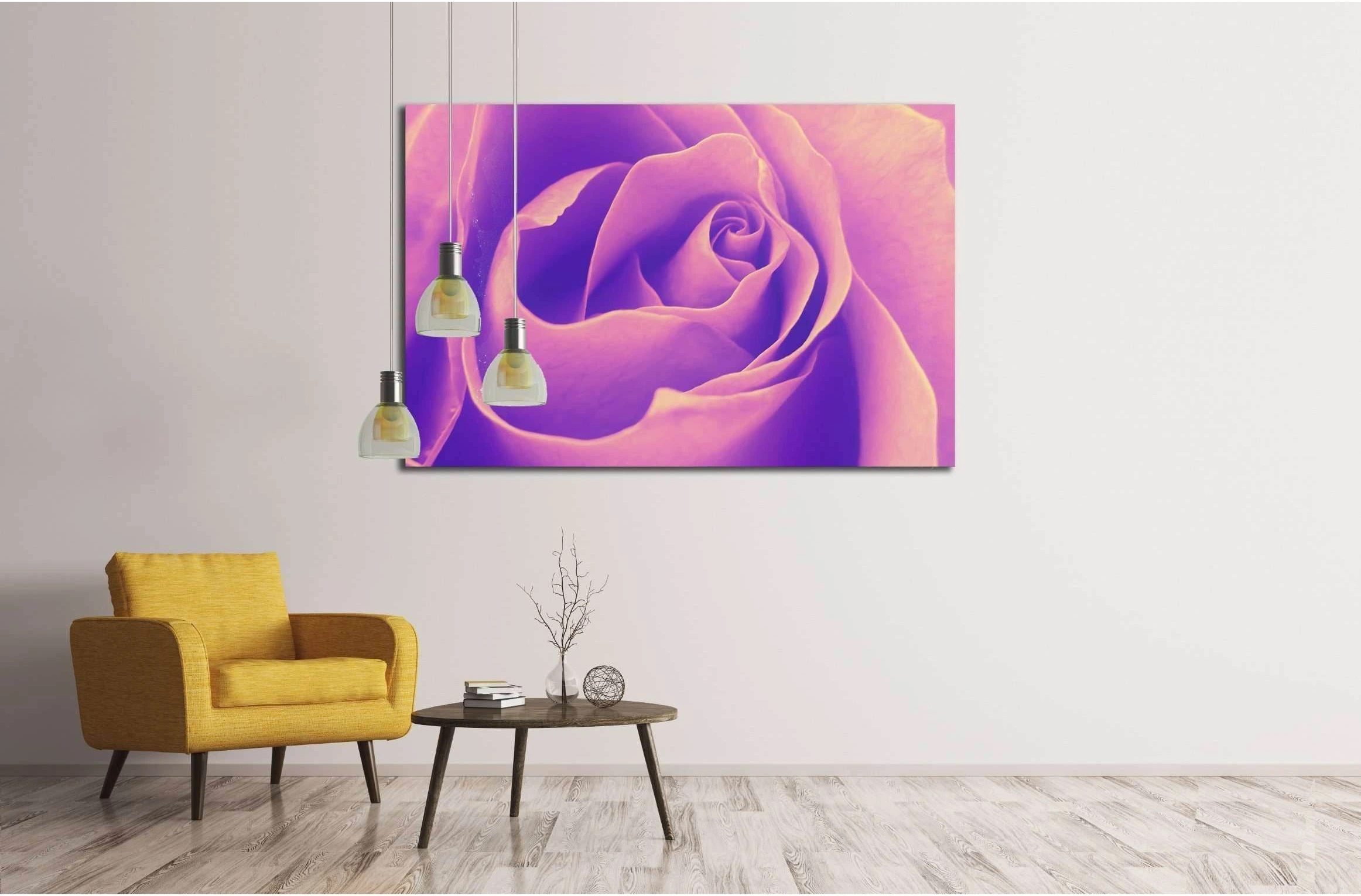 Rose, top view, petals, close-up, fragment - helical structure №2555 Ready to Hang Canvas Print - Zellart Canvas Prints ALL_Products, s-2555