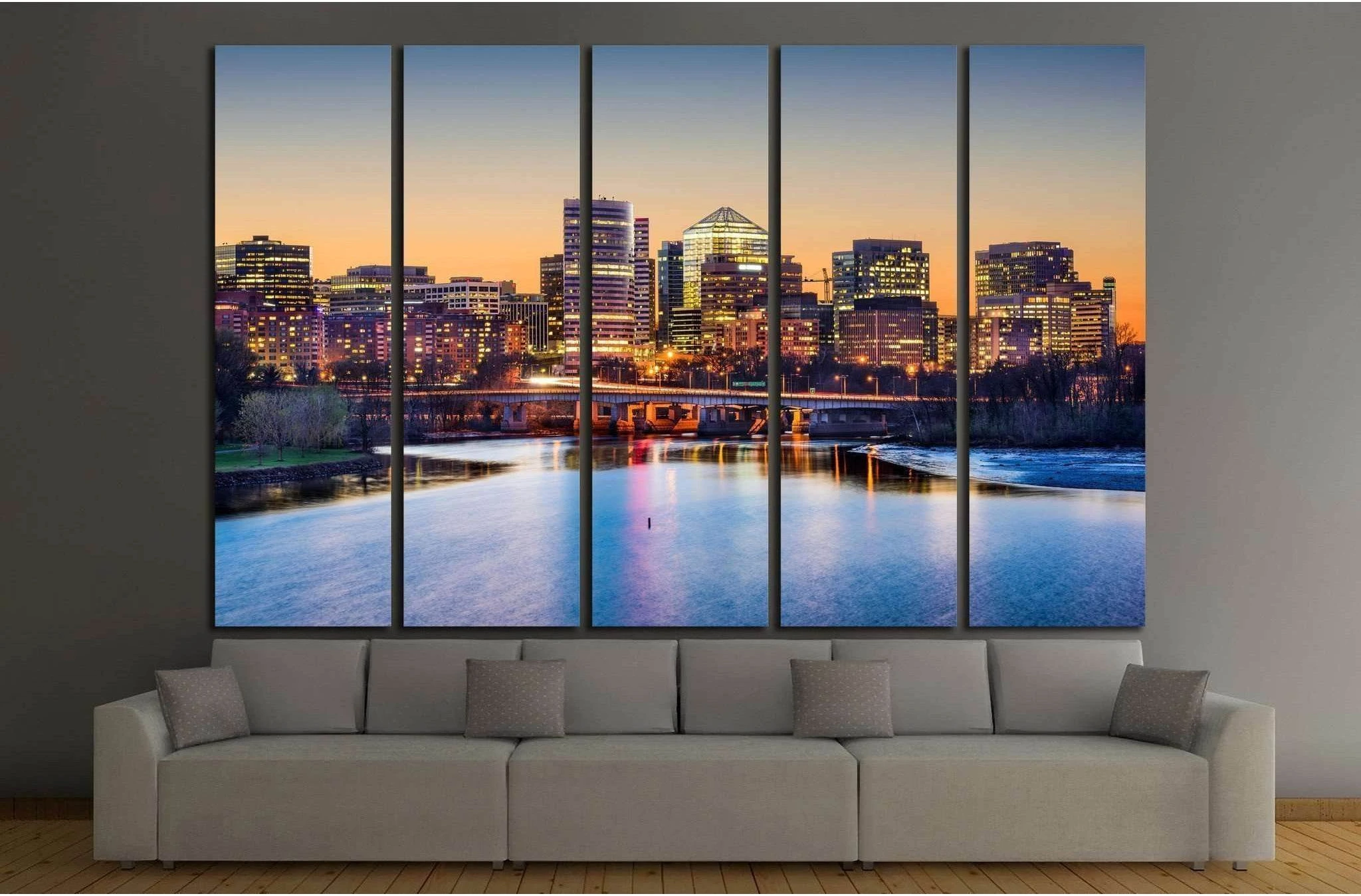 Rosslyn, Arlington, Virginia, USA skyline on the Potomac River №1363 Ready to Hang Canvas Print - Zellart Canvas Prints ALL_Products, s-1363