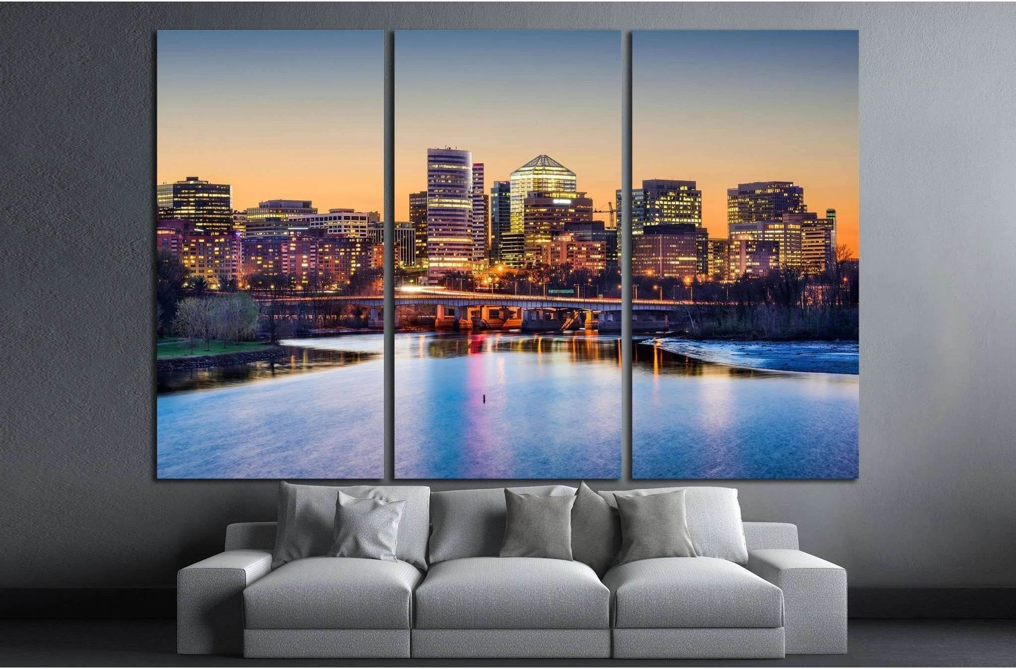 Rosslyn, Arlington, Virginia, USA skyline on the Potomac River №1363 Ready to Hang Canvas Print - Zellart Canvas Prints ALL_Products, s-1363