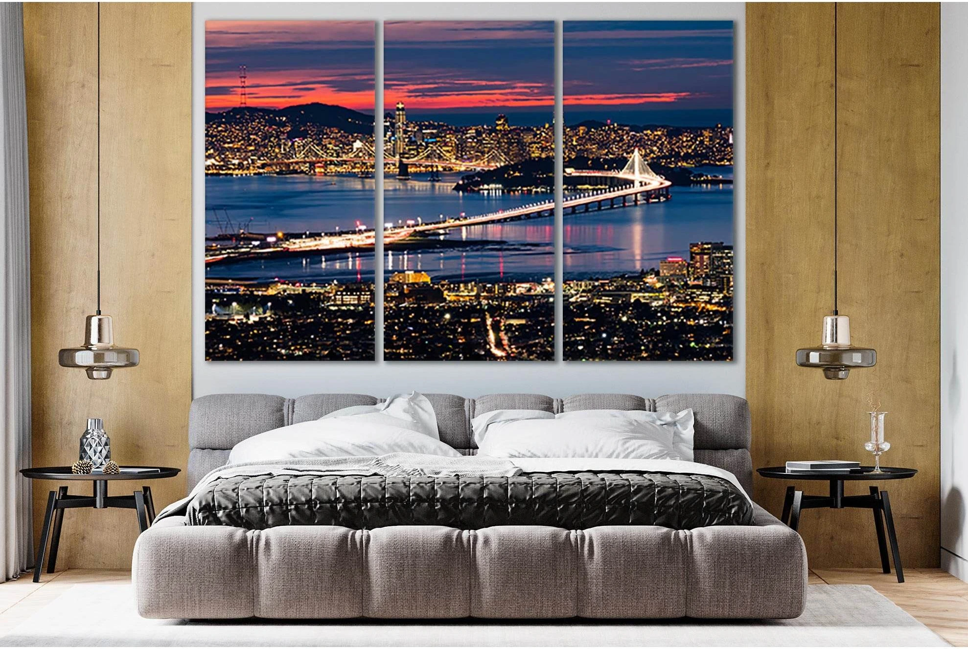 Rotterdam During Nighttime №SL330 Ready to Hang Canvas Print - Zellart Canvas Prints 0new, ALL_Products, Cityscapes & Skylines