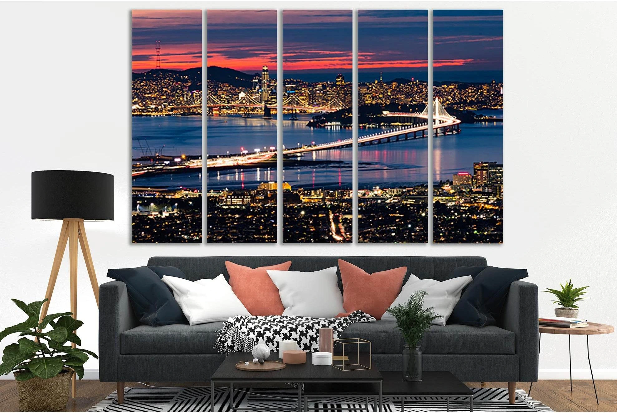 Rotterdam During Nighttime №SL330 Ready to Hang Canvas Print - Zellart Canvas Prints 0new, ALL_Products, Cityscapes & Skylines