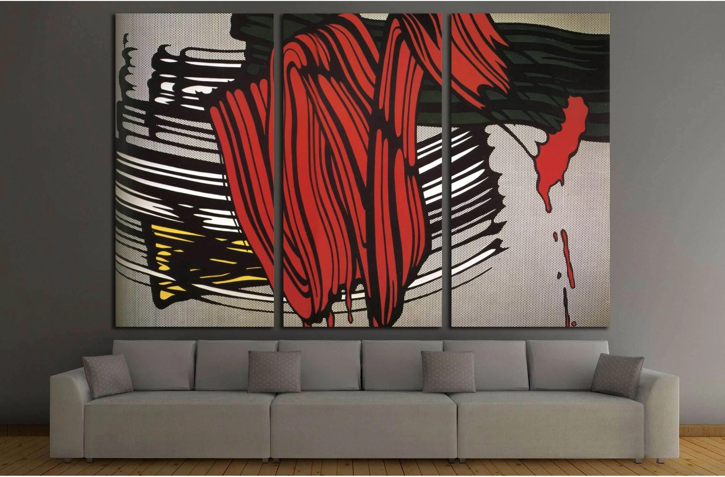 roy lichtenstein big painting №3304 Ready to Hang Canvas Print - Zellart Canvas Prints ALL_Products, s-3304