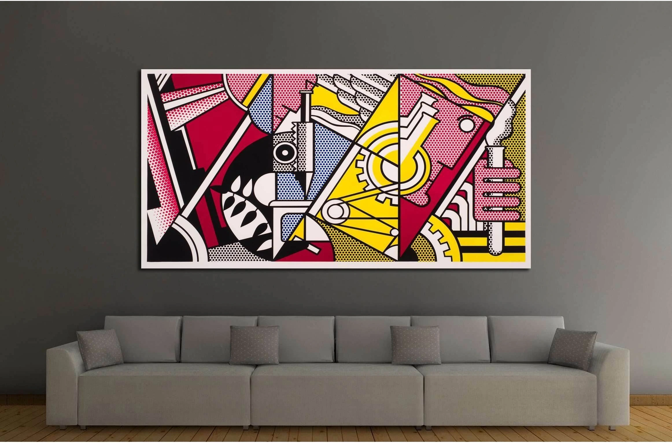 A red, blue, and yellow abstract pop art piece, product view 3
