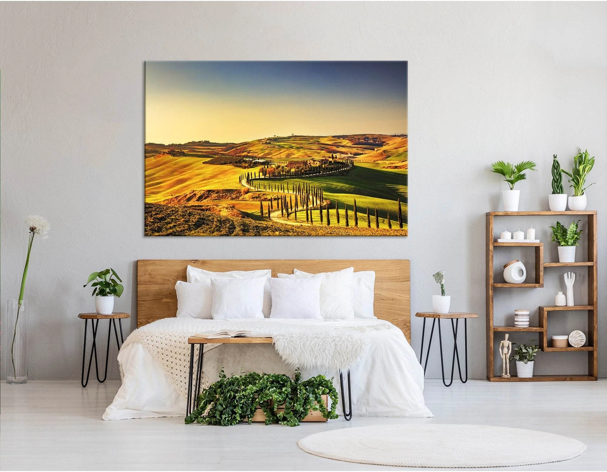 Rural Sunset On Countryside In Tuscany, Italy №04235 Ready to Hang Canvas Print - Zellart Canvas Prints ALL_Products