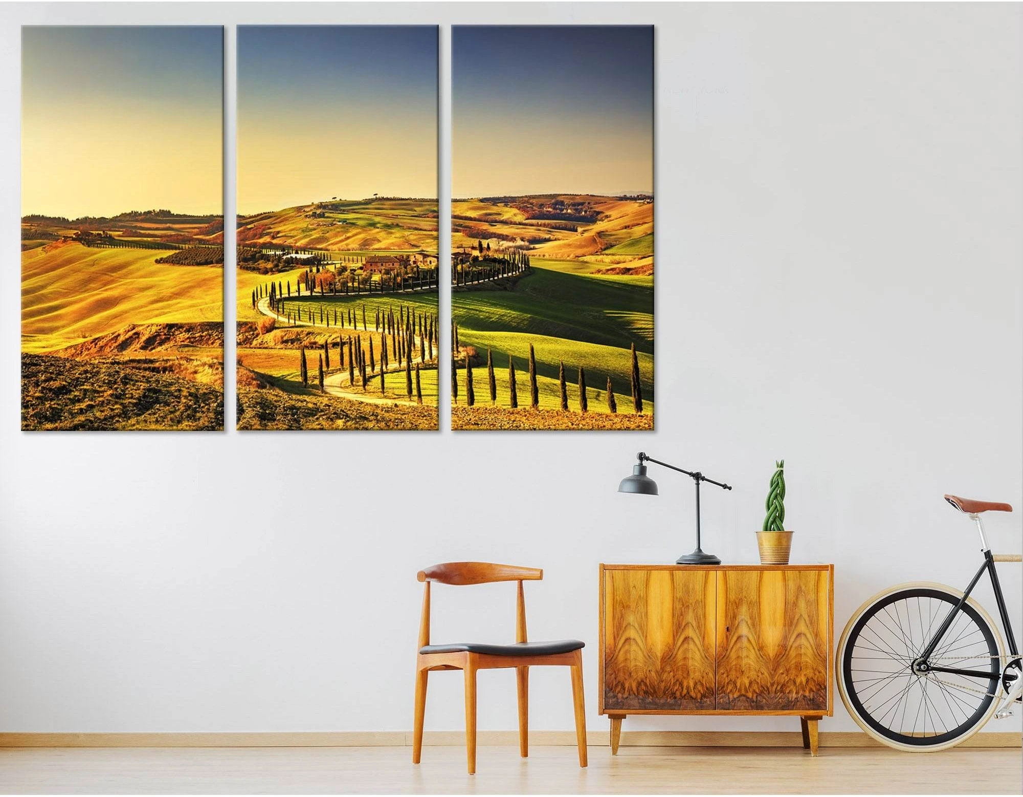 Rural Sunset On Countryside In Tuscany, Italy №04235 Ready to Hang Canvas Print - Zellart Canvas Prints ALL_Products
