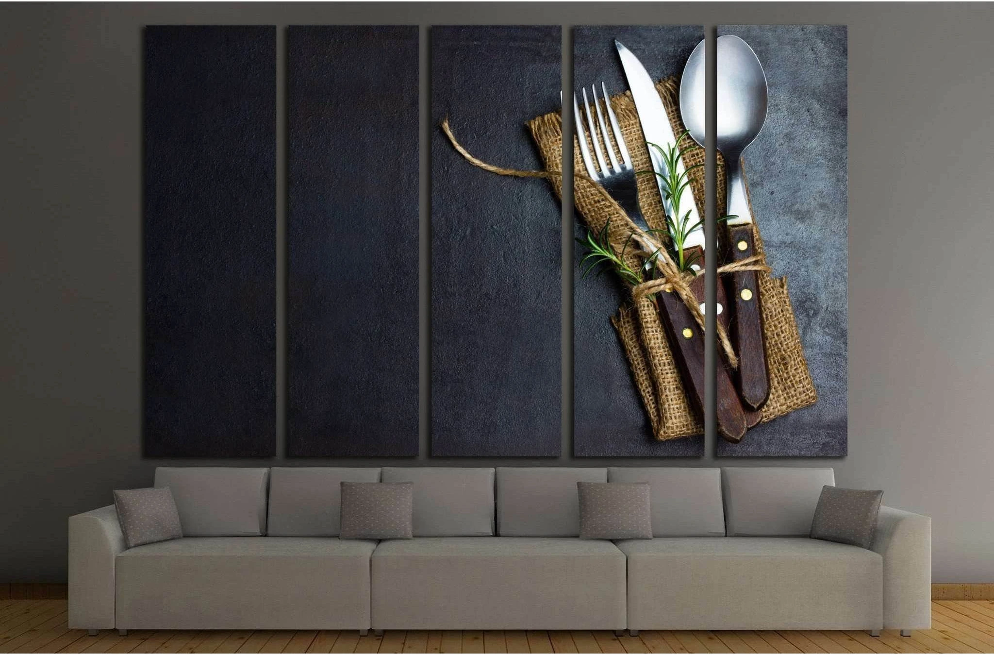 Rustic vintage set of cutlery knife, spoon, fork №1921 Ready to Hang Canvas Print - Zellart Canvas Prints ALL_Products, s-1921