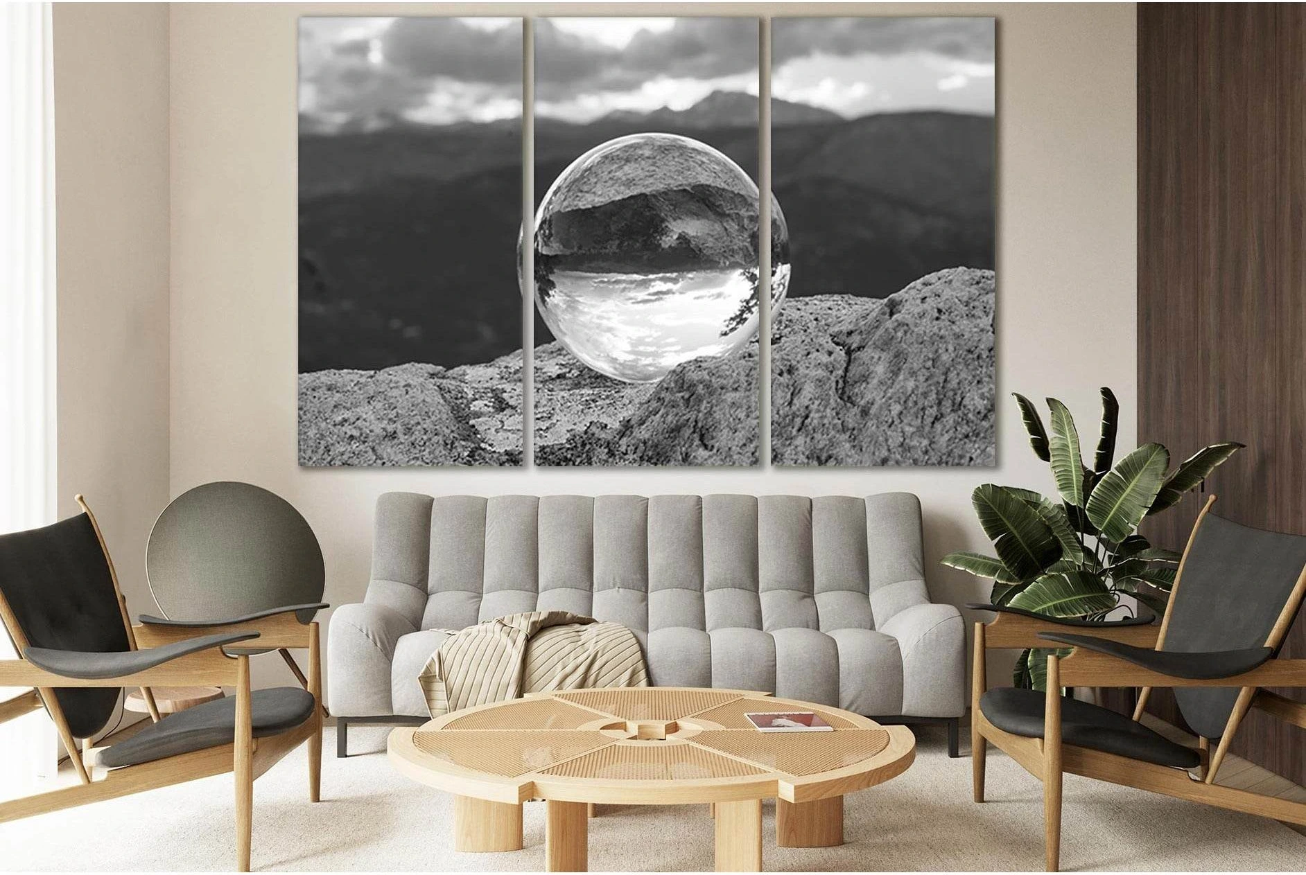 Rystal Ball Put On A Rock №SL893 Ready to Hang Canvas Print - Zellart Canvas Prints 0new, ALL_Products, Black & White Wall Art