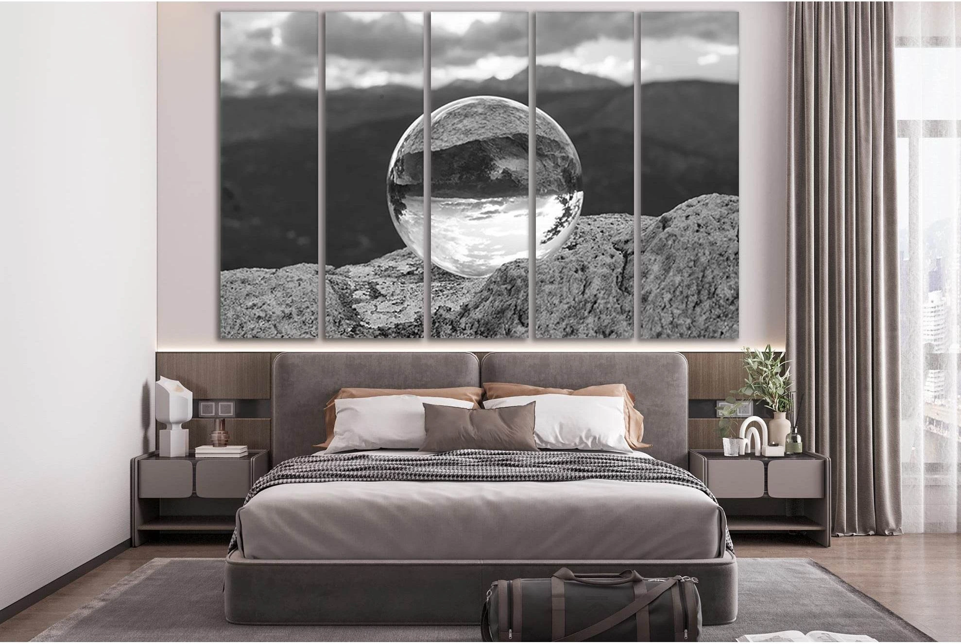Rystal Ball Put On A Rock №SL893 Ready to Hang Canvas Print - Zellart Canvas Prints 0new, ALL_Products, Black & White Wall Art