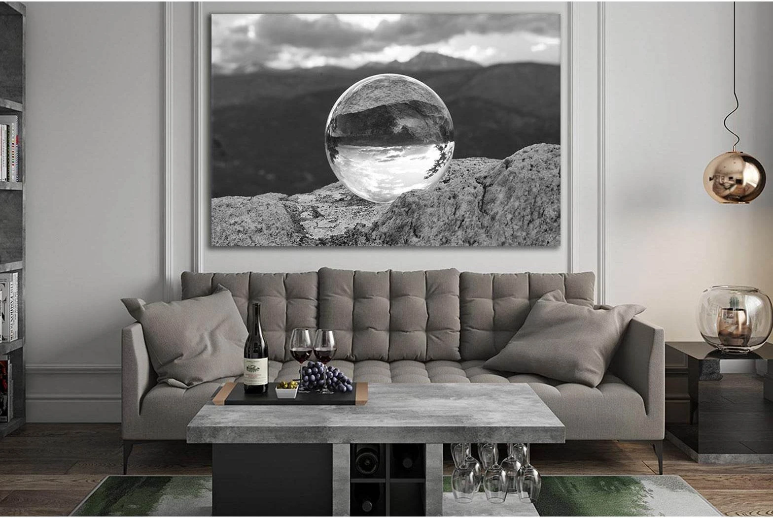 Rystal Ball Put On A Rock №SL893 Ready to Hang Canvas Print - Zellart Canvas Prints 0new, ALL_Products, Black & White Wall Art