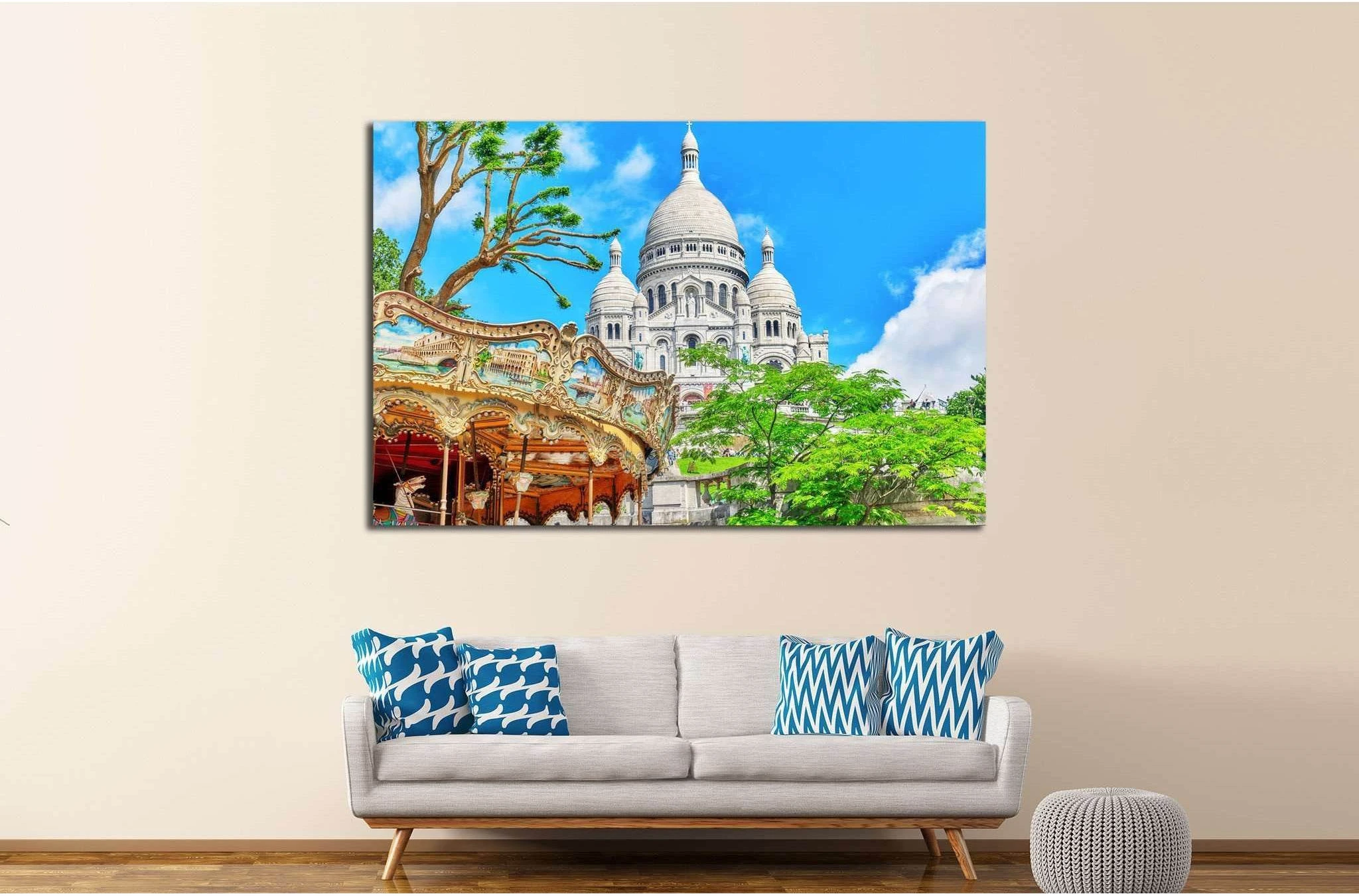 Sacre Coeur Cathedral on Montmartre Hill, Paris, France №1246 Ready to Hang Canvas Print - Zellart Canvas Prints ALL_Products, s-1246