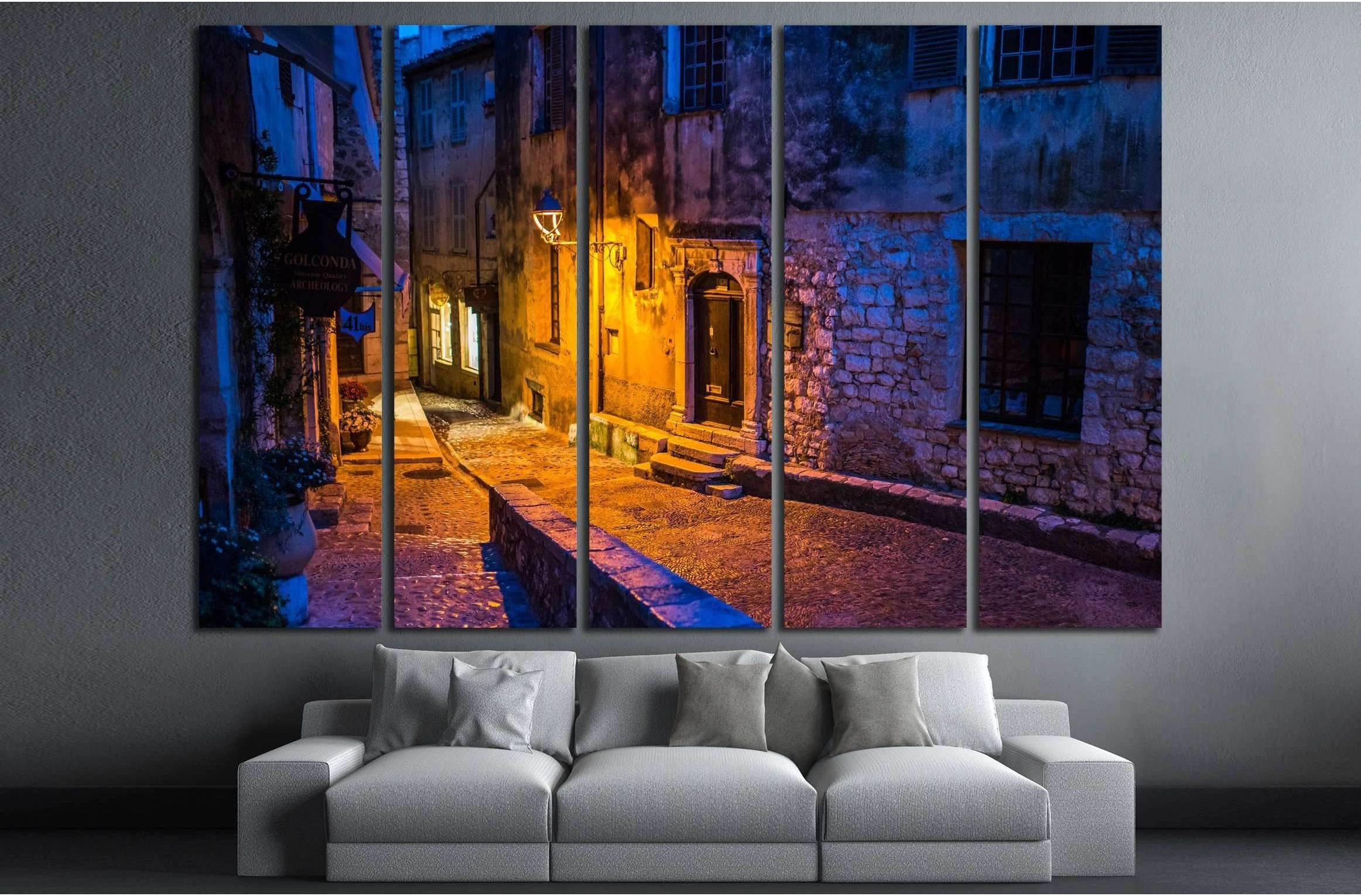 Saint Paul de Vence in the night, France №2737 Ready to Hang Canvas Print - Zellart Canvas Prints ALL_Products, s-2737
