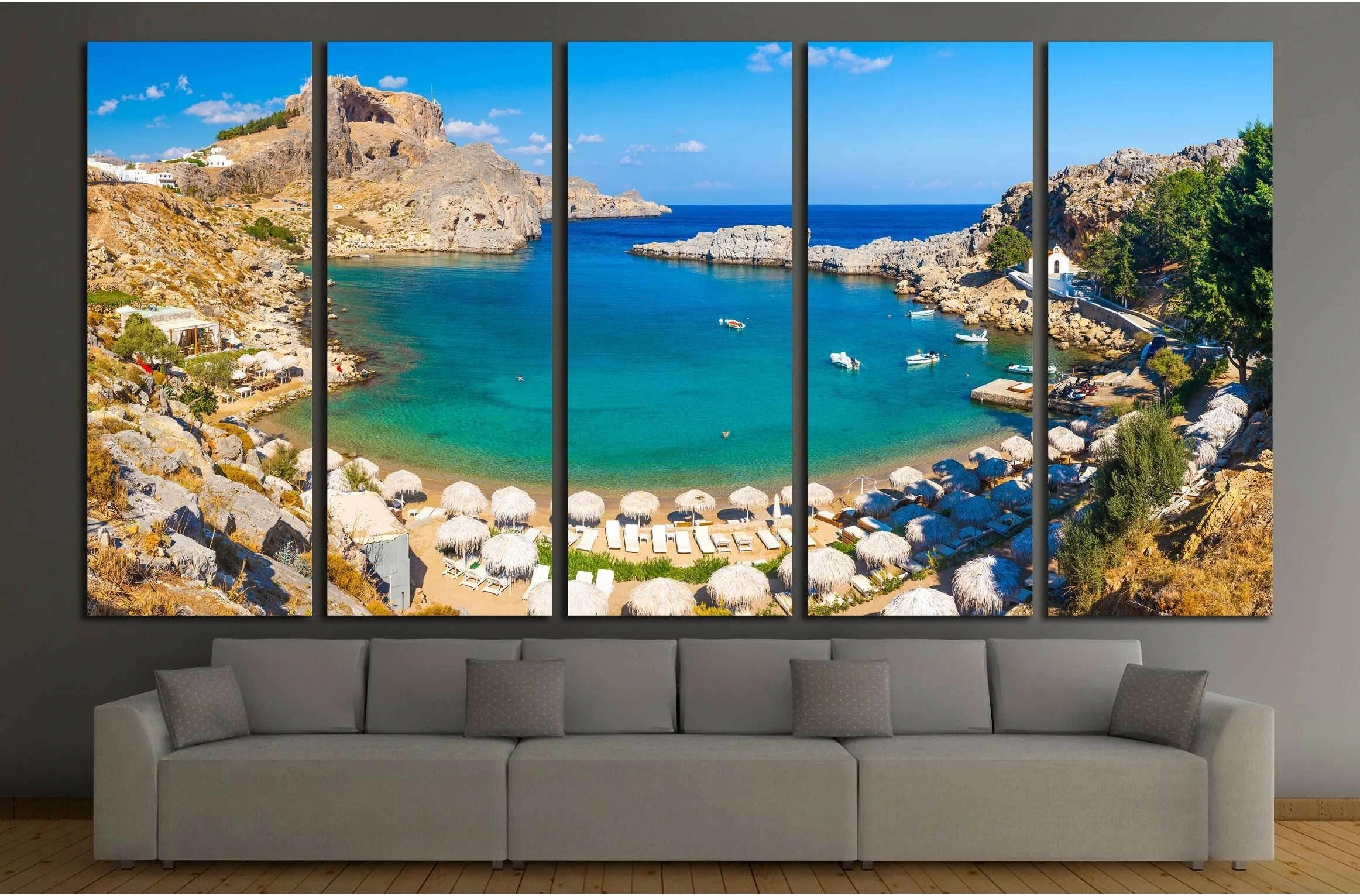Saint Pauls Bay Lindos №2064 Ready to Hang Canvas Print - Zellart Canvas Prints ALL_Products, s-2064