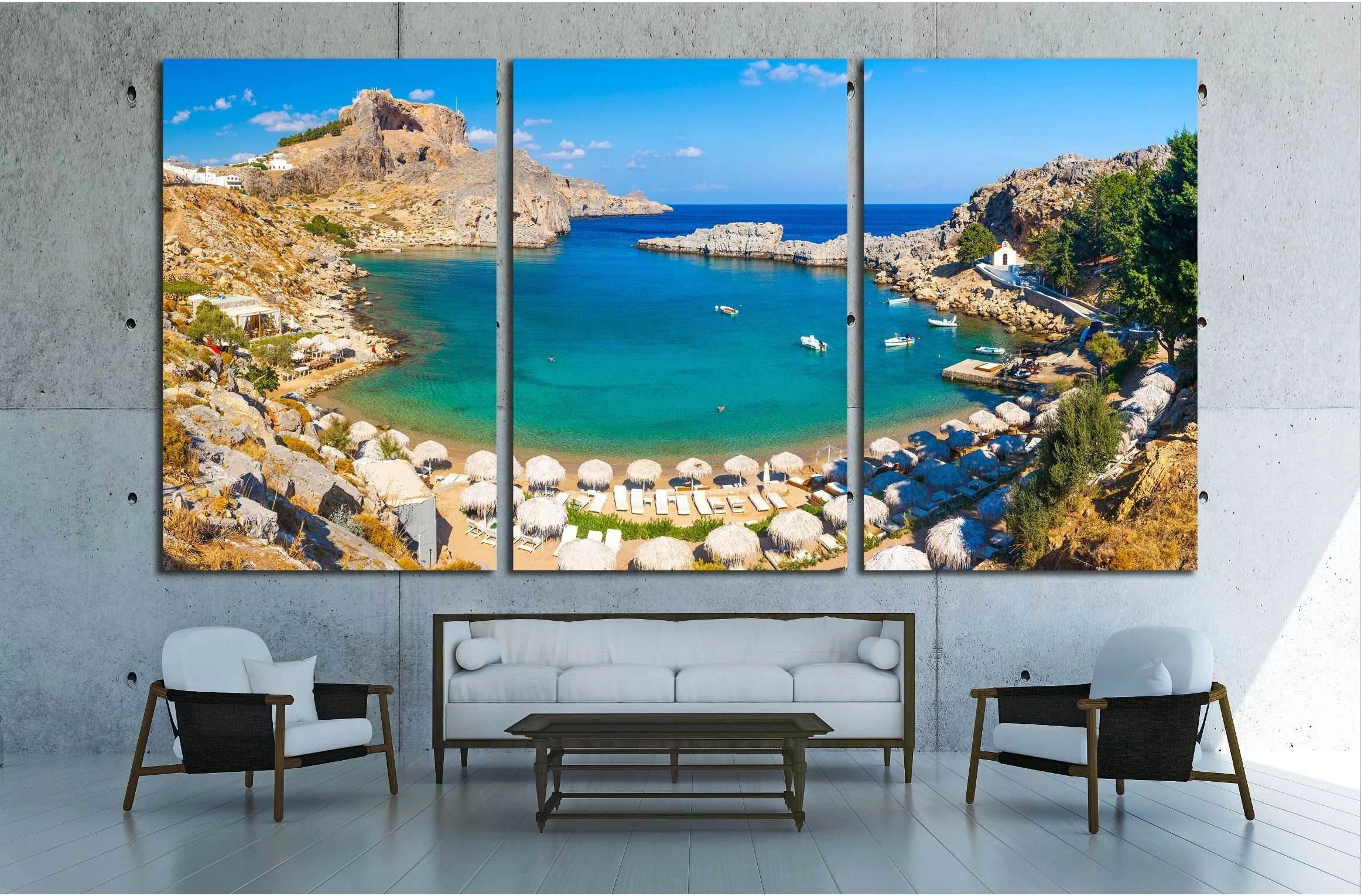 Saint Pauls Bay Lindos №2064 Ready to Hang Canvas Print - Zellart Canvas Prints ALL_Products, s-2064