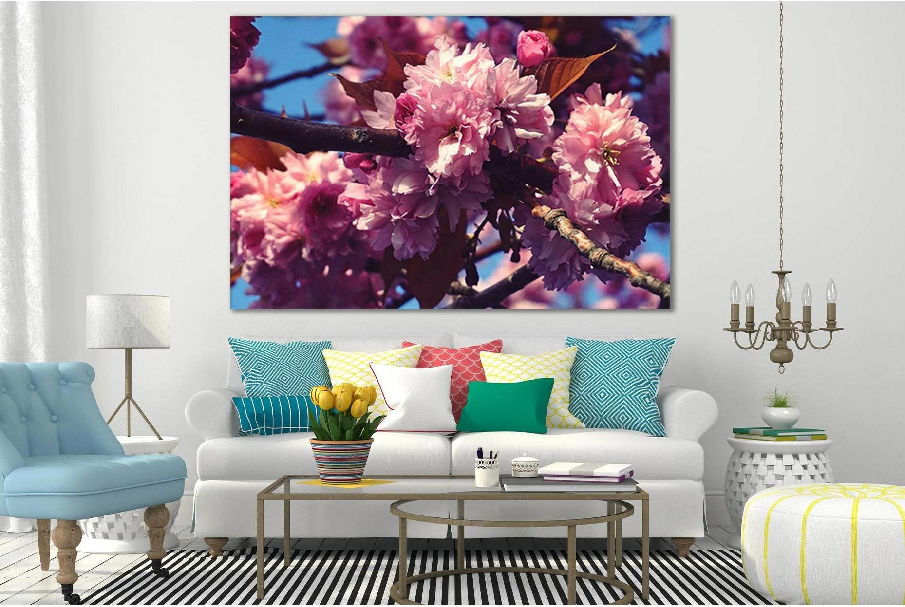 Sakura Flowers №SL522 Ready to Hang Canvas Print - Zellart Canvas Prints 0new, ALL_Products, Trees Wall Art