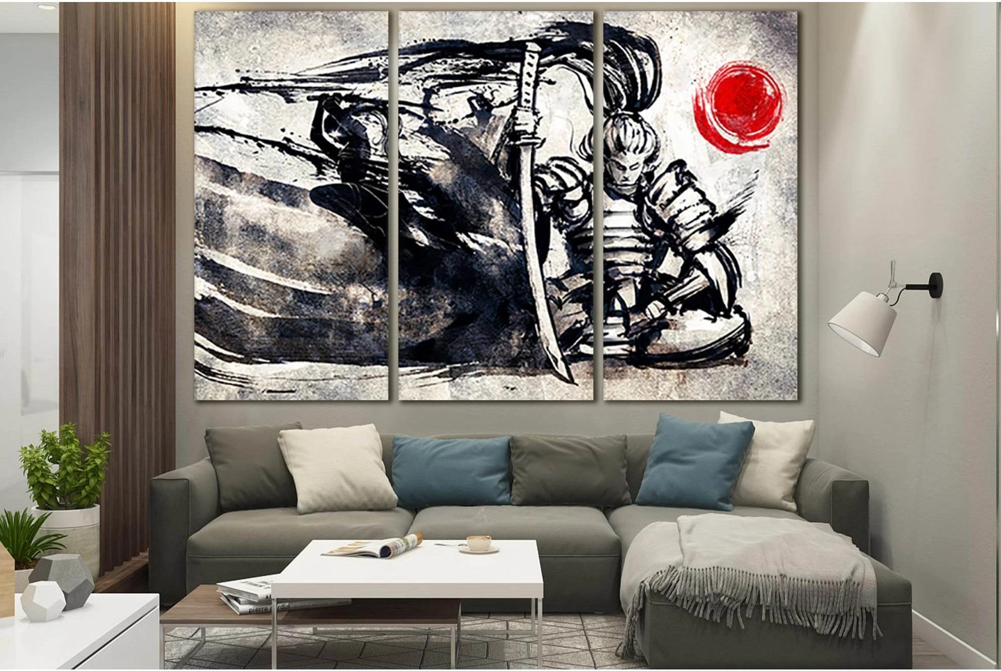 Samurai Sits In A Meditative Pose №SL1243 Ready to Hang Canvas Print - Zellart Canvas Prints 0new, ALL_Products, Fantasy And Sci Fi Wall Art
