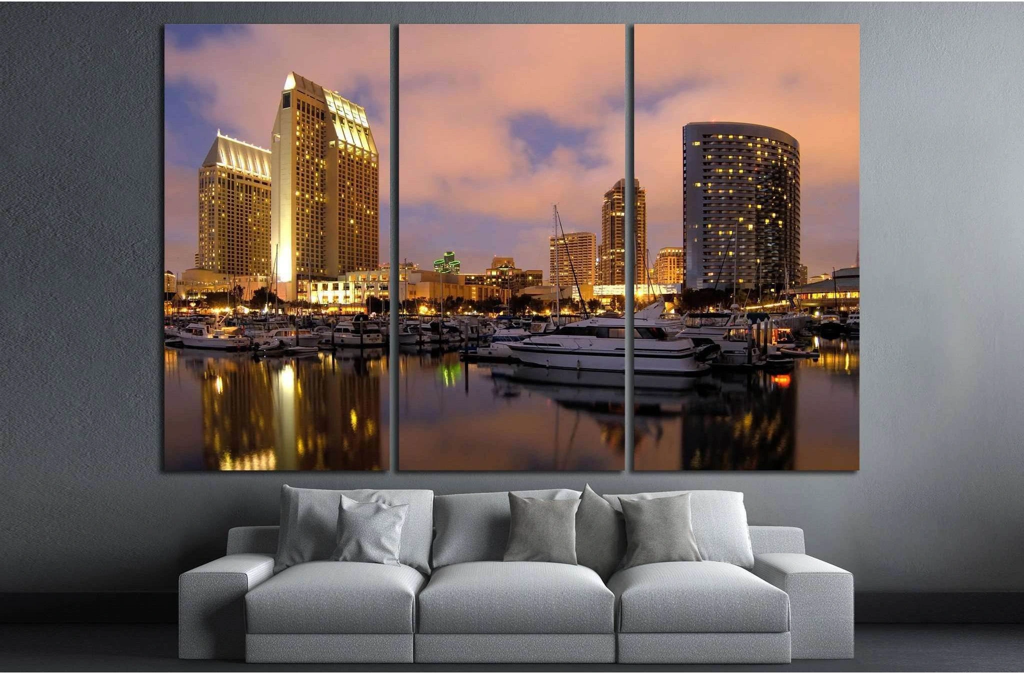 San Diego downtown marina №1024 Ready to Hang Canvas Print - Zellart Canvas Prints ALL_Products, s-1024