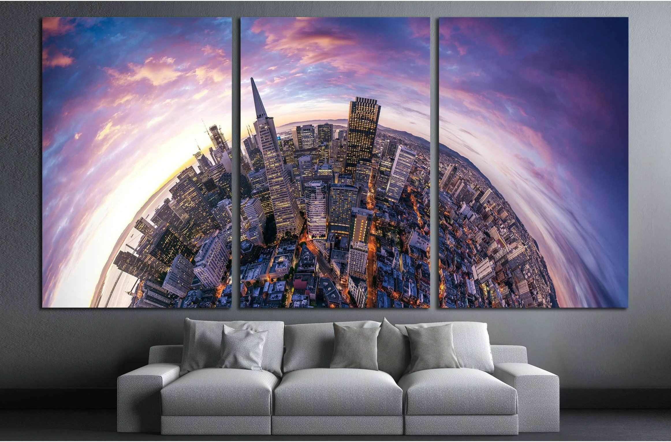 San Francisco aerial view from sea side №1954 Ready to Hang Canvas Print - Zellart Canvas Prints ALL_Products, s-1954