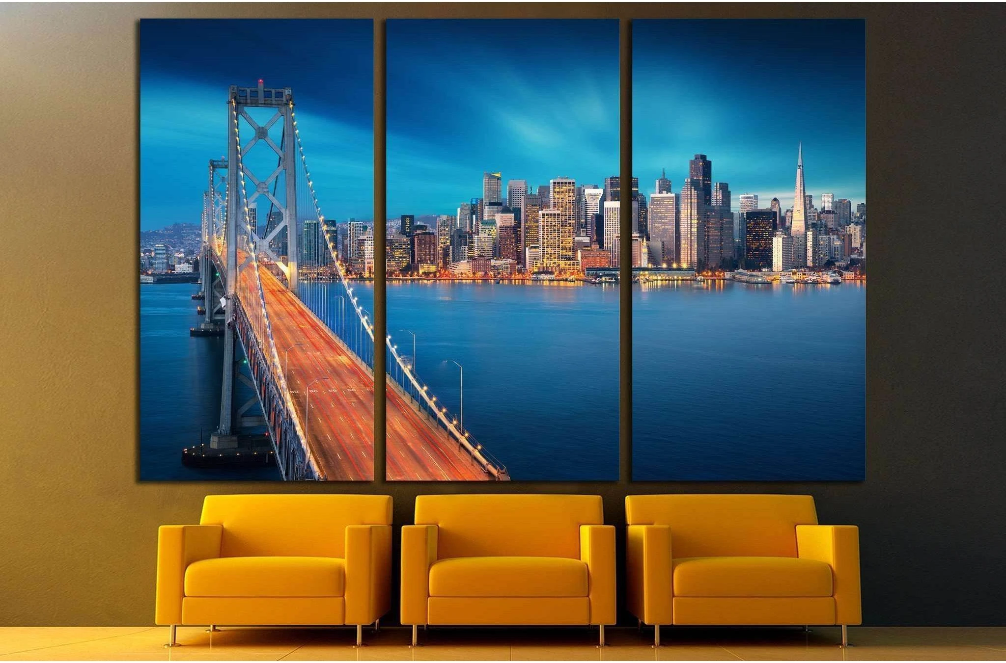 San Francisco, Bay Bridge in foreground №1657 Ready to Hang Canvas Print - Zellart Canvas Prints ALL_Products, s-1657