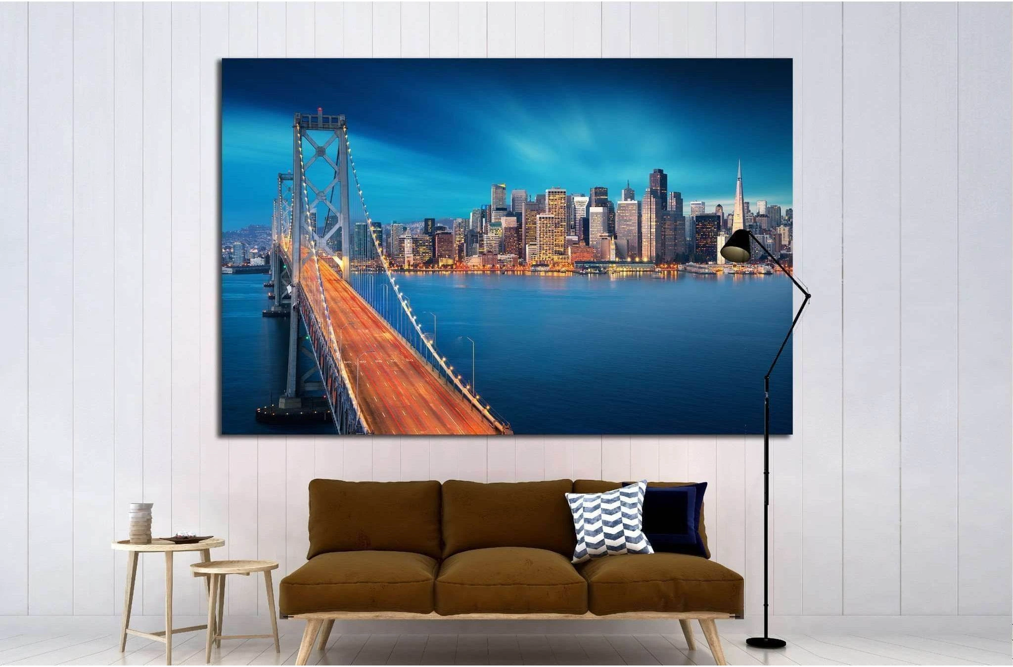 San Francisco, Bay Bridge in foreground №1657 Ready to Hang Canvas Print - Zellart Canvas Prints ALL_Products, s-1657