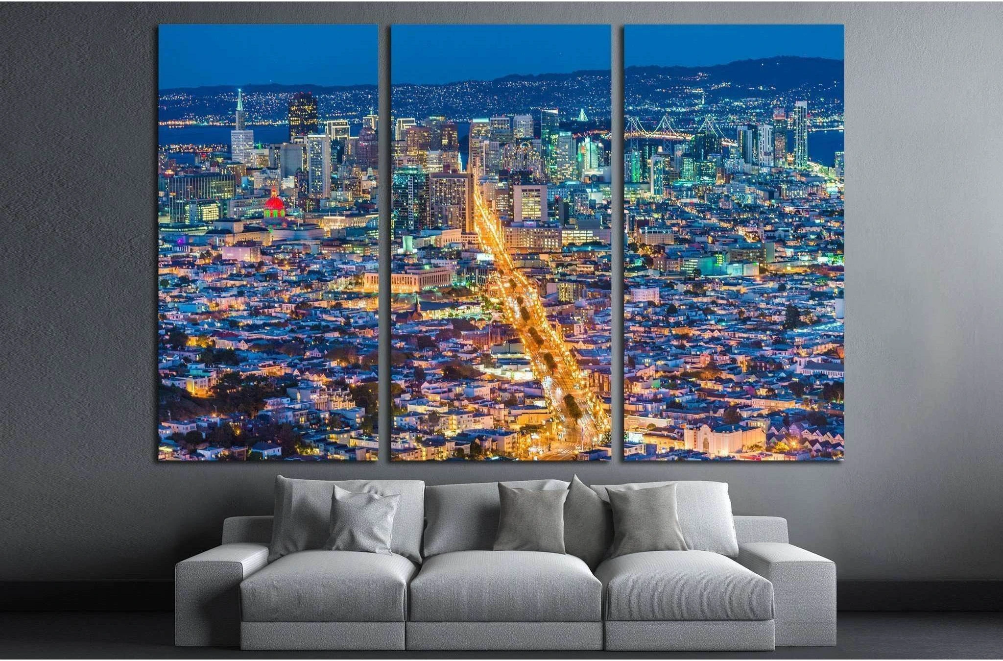 San Francisco City from Twin Peak №1712 Ready to Hang Canvas Print - Zellart Canvas Prints ALL_Products, s-1712