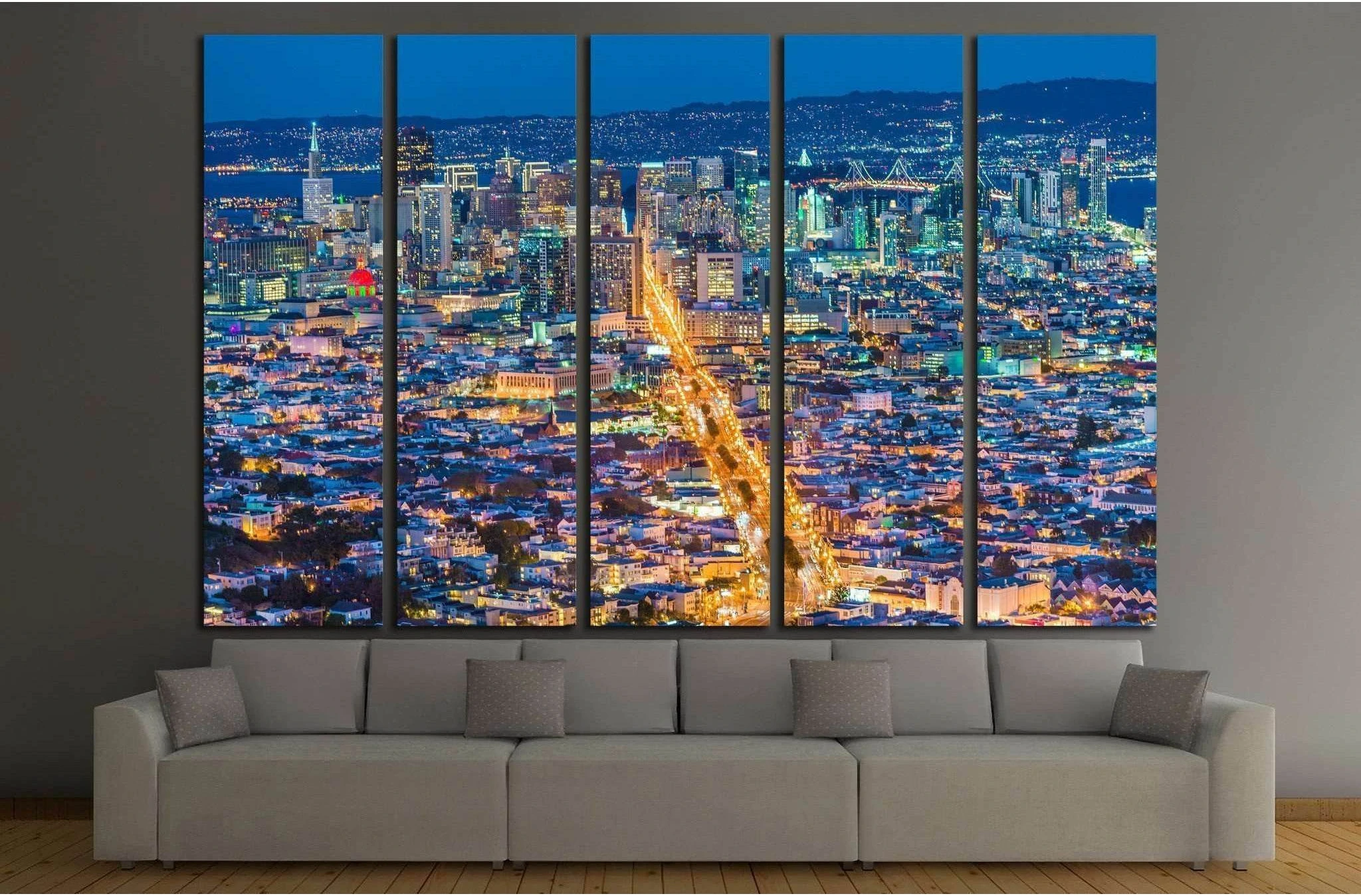 San Francisco City from Twin Peak №1712 Ready to Hang Canvas Print - Zellart Canvas Prints ALL_Products, s-1712