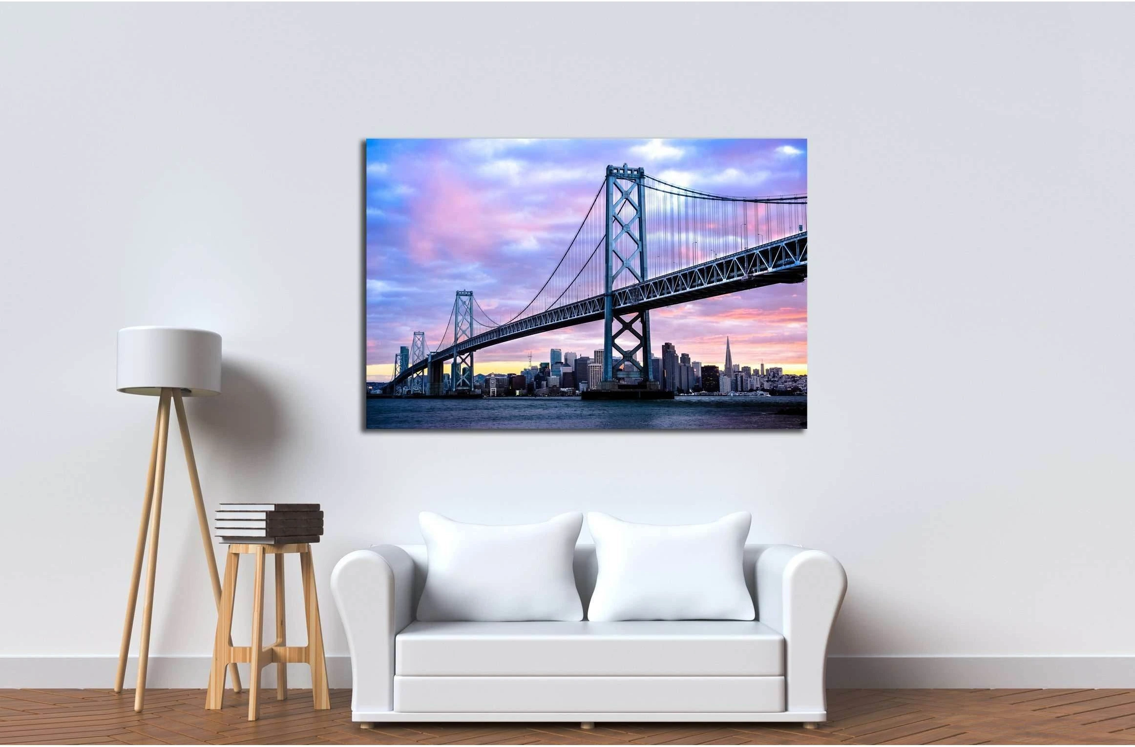 San Francisco-Oakland Bay Bridge and San Francisco Skyline, California, USA №2728 Ready to Hang Canvas Print - Zellart Canvas Prints ALL_Products, s-2728