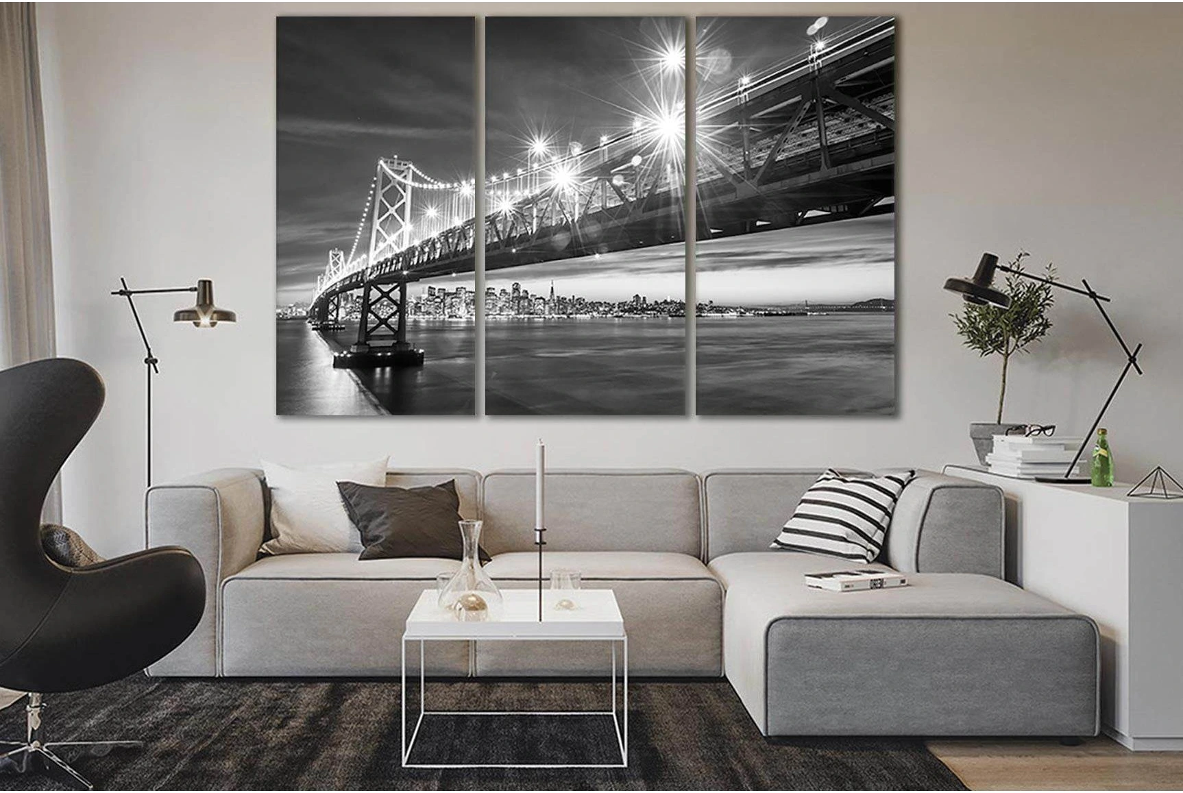San Francisco Oakland Bay Bridge №SL374 Ready to Hang Canvas Print - Zellart Canvas Prints 0new, ALL_Products, Cityscapes & Skylines