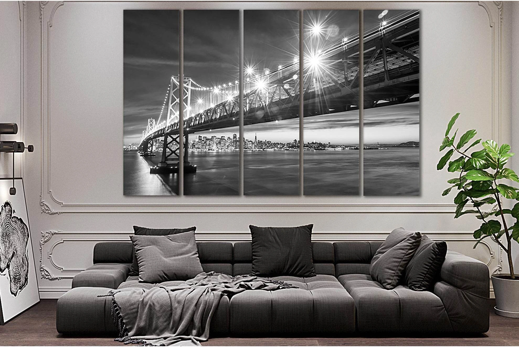 San Francisco Oakland Bay Bridge №SL374 Ready to Hang Canvas Print - Zellart Canvas Prints 0new, ALL_Products, Cityscapes & Skylines