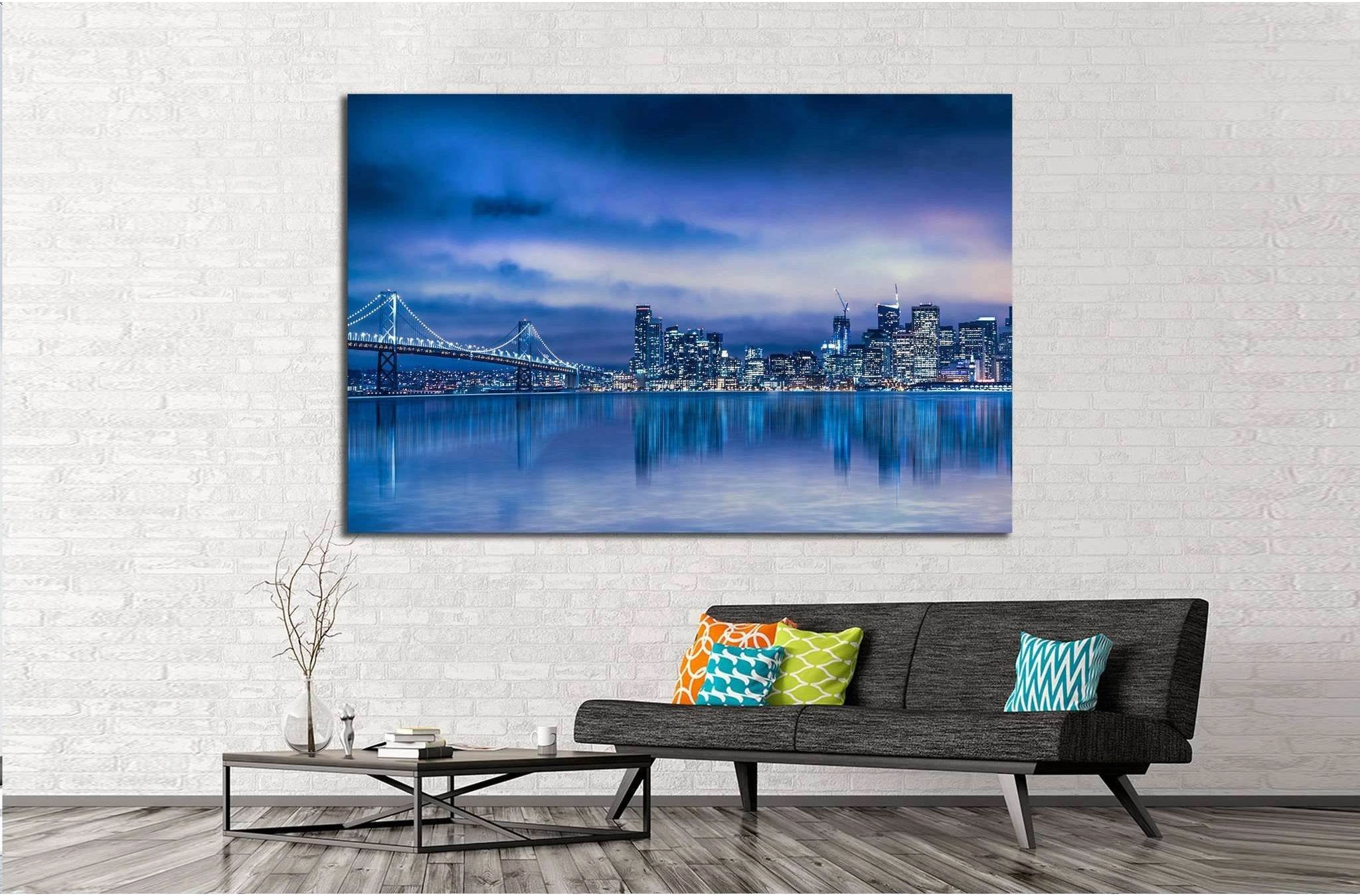 San Francisco skyline and Bay Bridge №1106 Ready to Hang Canvas Print - Zellart Canvas Prints ALL_Products, s-1106
