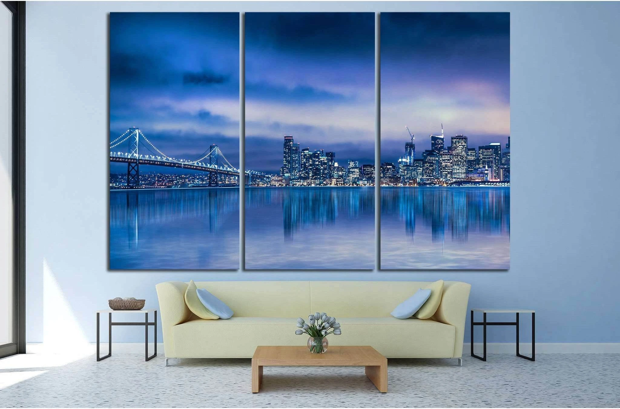 San Francisco skyline and Bay Bridge №1106 Ready to Hang Canvas Print - Zellart Canvas Prints ALL_Products, s-1106