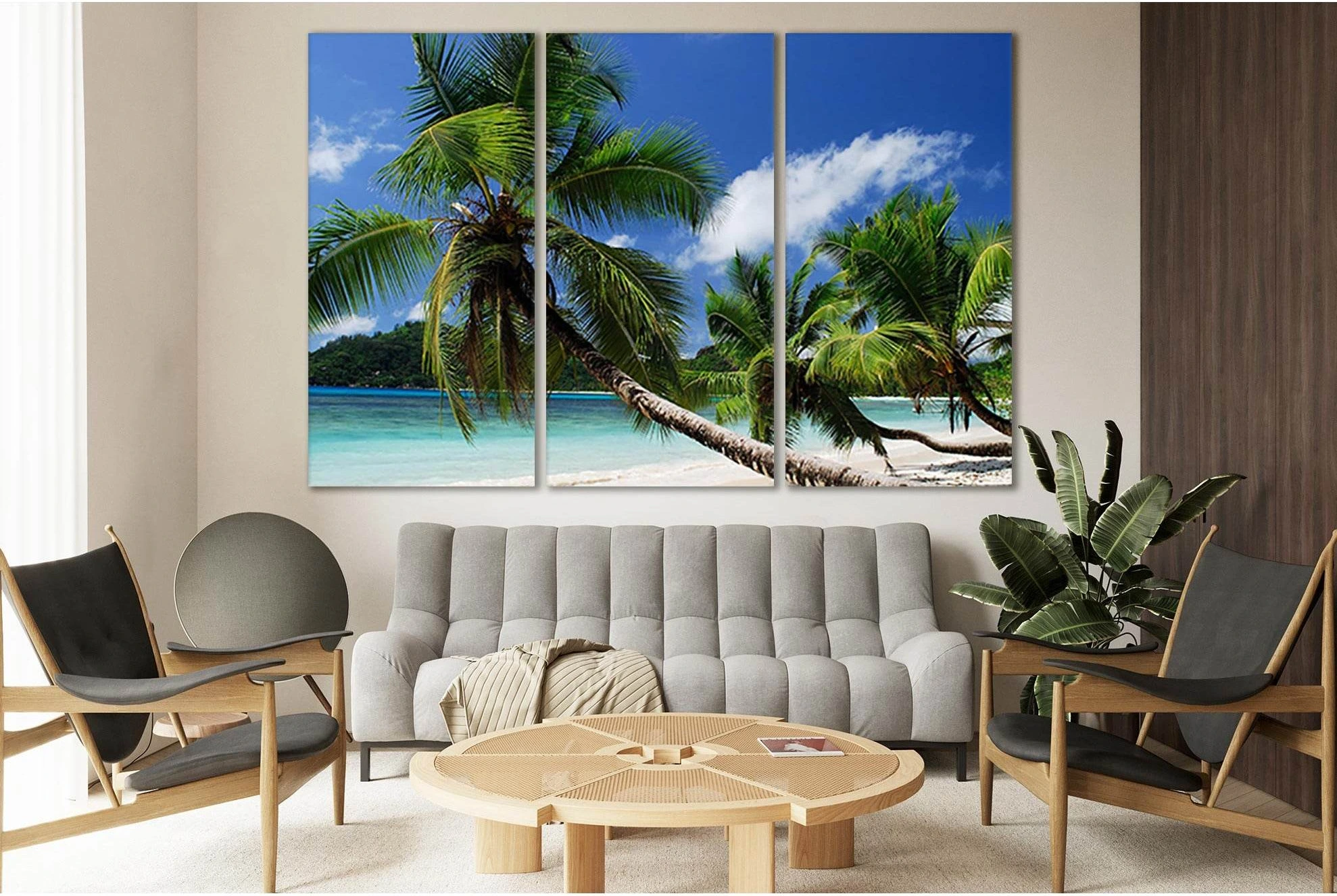 Sandy Beach Palms №SL117 Ready to Hang Canvas Print - Zellart Canvas Prints 0new, ALL_Products, Beach Ocean & Waves