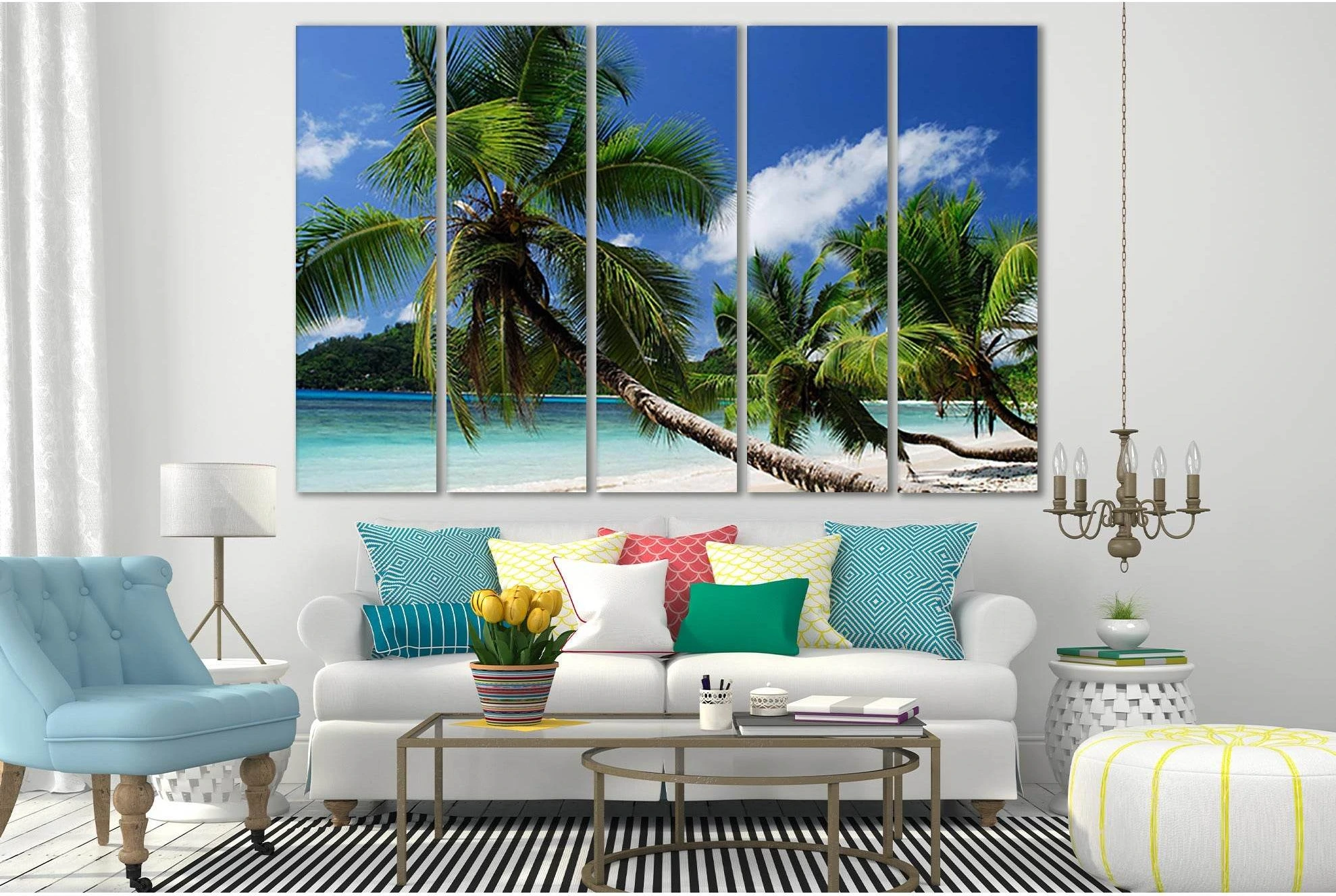 Sandy Beach Palms №SL117 Ready to Hang Canvas Print - Zellart Canvas Prints 0new, ALL_Products, Beach Ocean & Waves