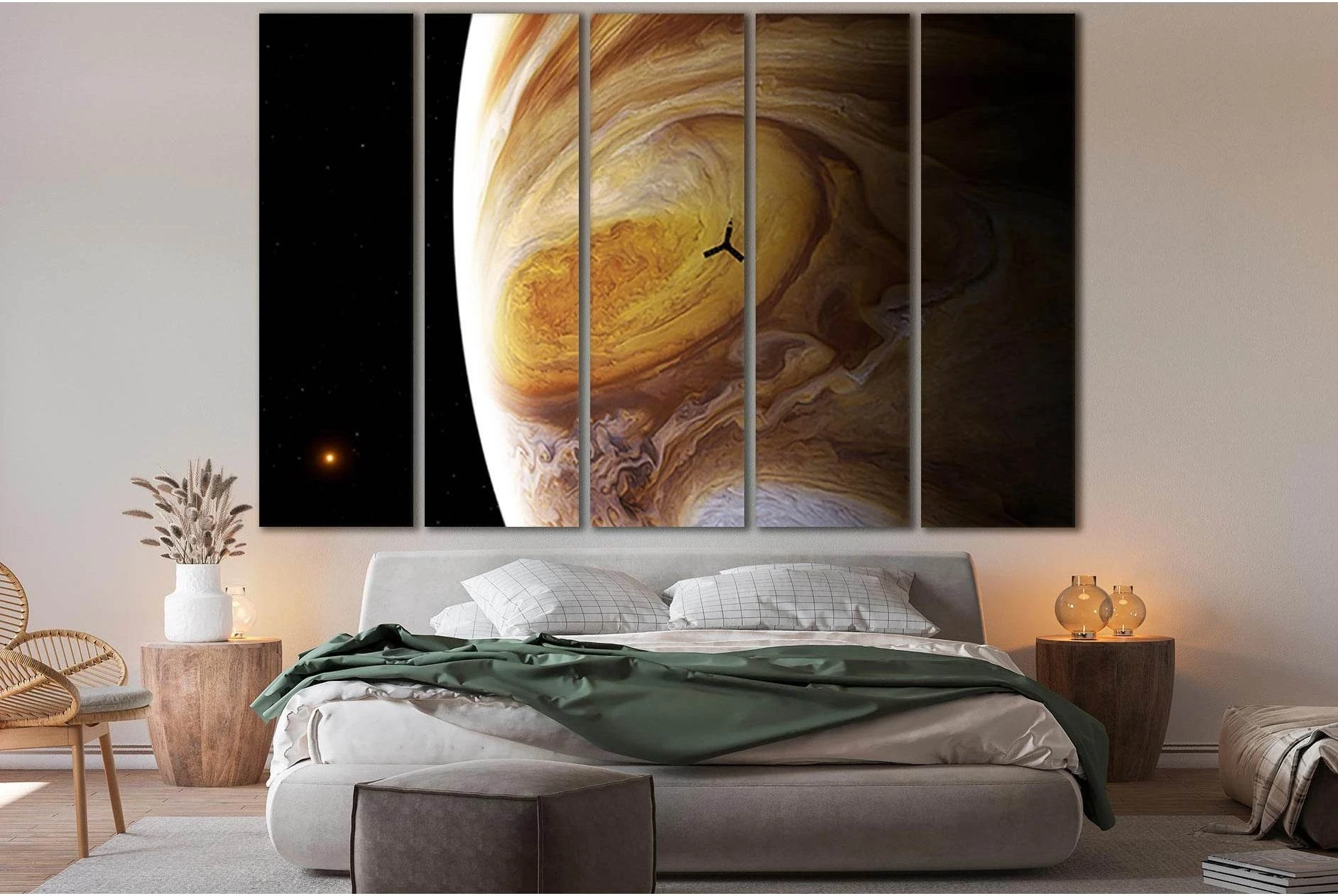 Satellite On Orbiting Jupiter №SL960 Ready to Hang Canvas Print - Zellart Canvas Prints 0new, ALL_Products, Astronomy & Space Canvas Wall Art