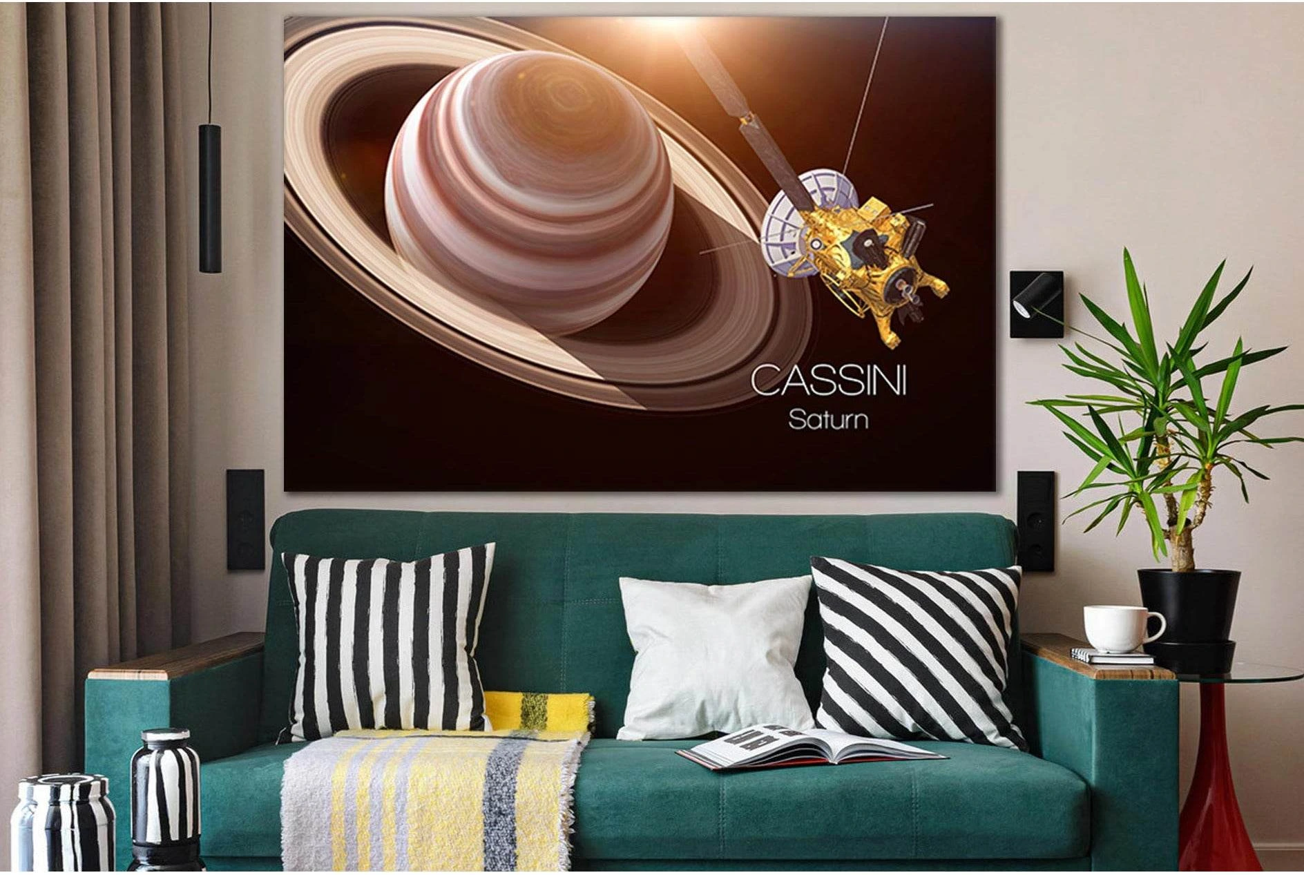 Saturn Artificial Satellite Cassini №SL965 Ready to Hang Canvas Print - Zellart Canvas Prints 0new, ALL_Products, Astronomy & Space Canvas Wall Art