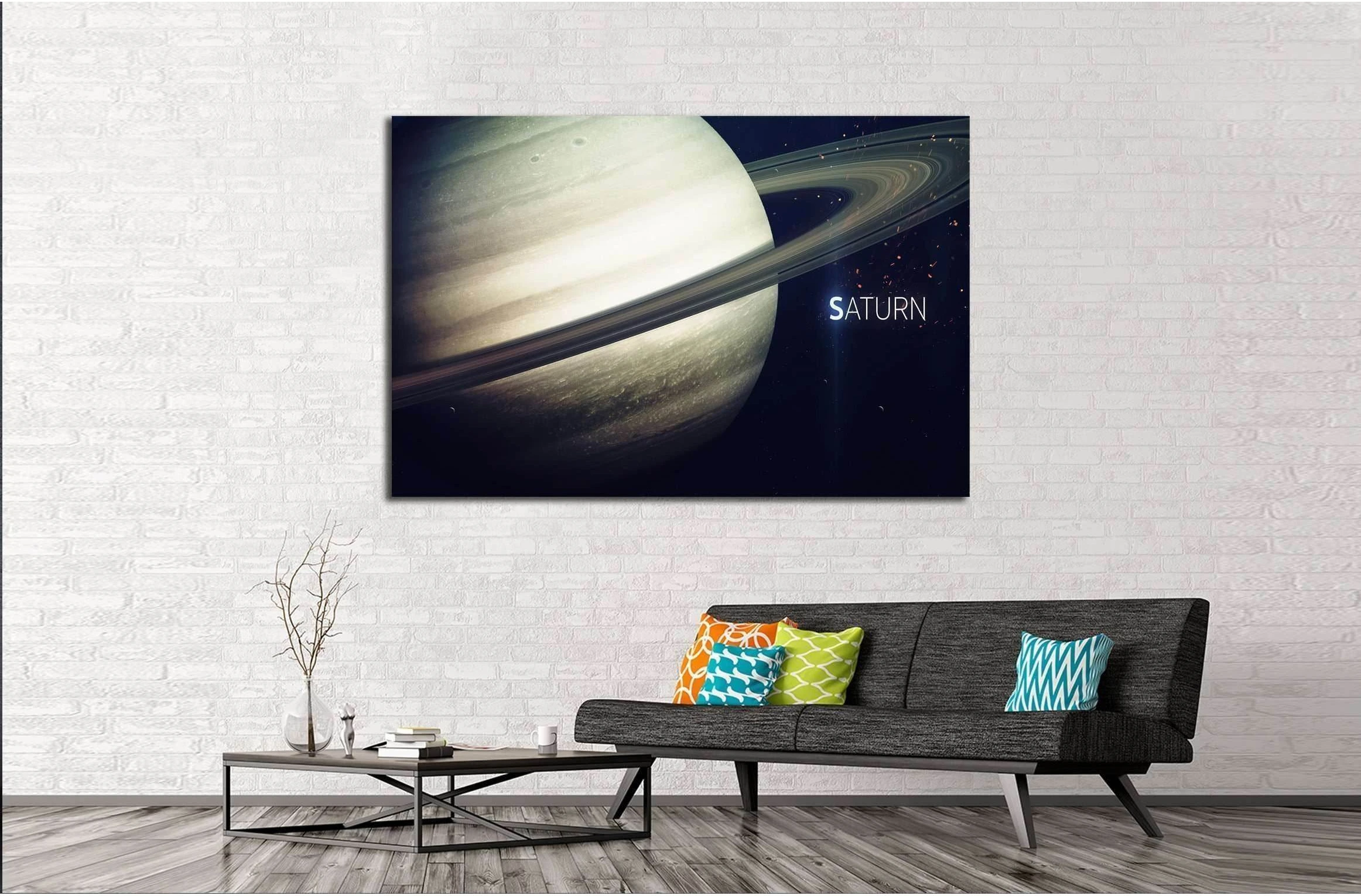 Saturn - High resolution beautiful art presents planet of the solar system №2421 Ready to Hang Canvas Print - Zellart Canvas Prints ALL_Products, s-2421