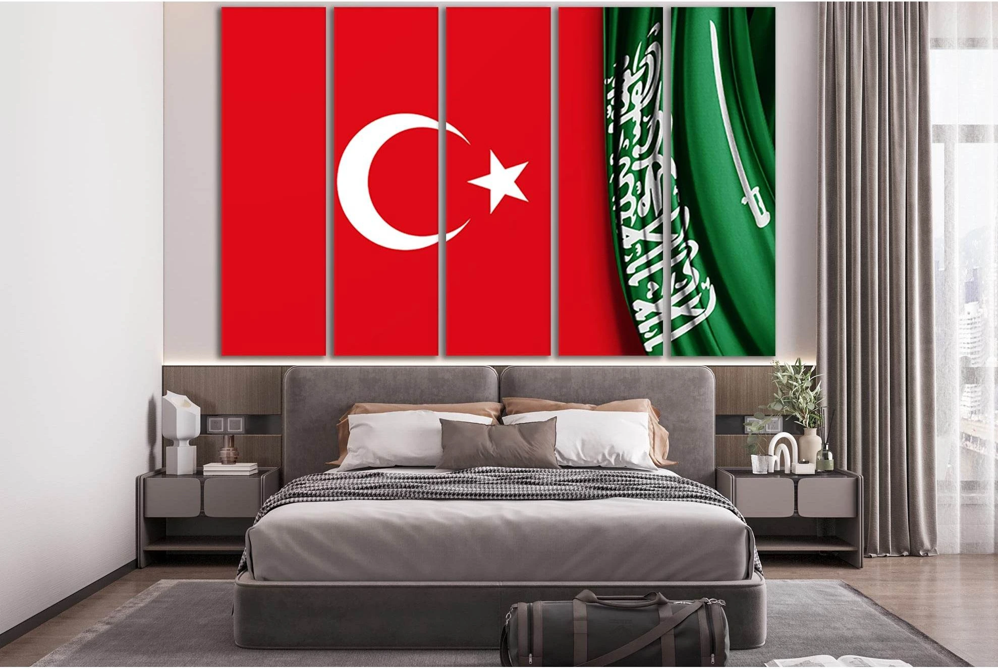 Saudi Arabia Flag And Turkey Flag №SL1199 Ready to Hang Canvas Print - Zellart Canvas Prints 0new, ALL_Products, Flags