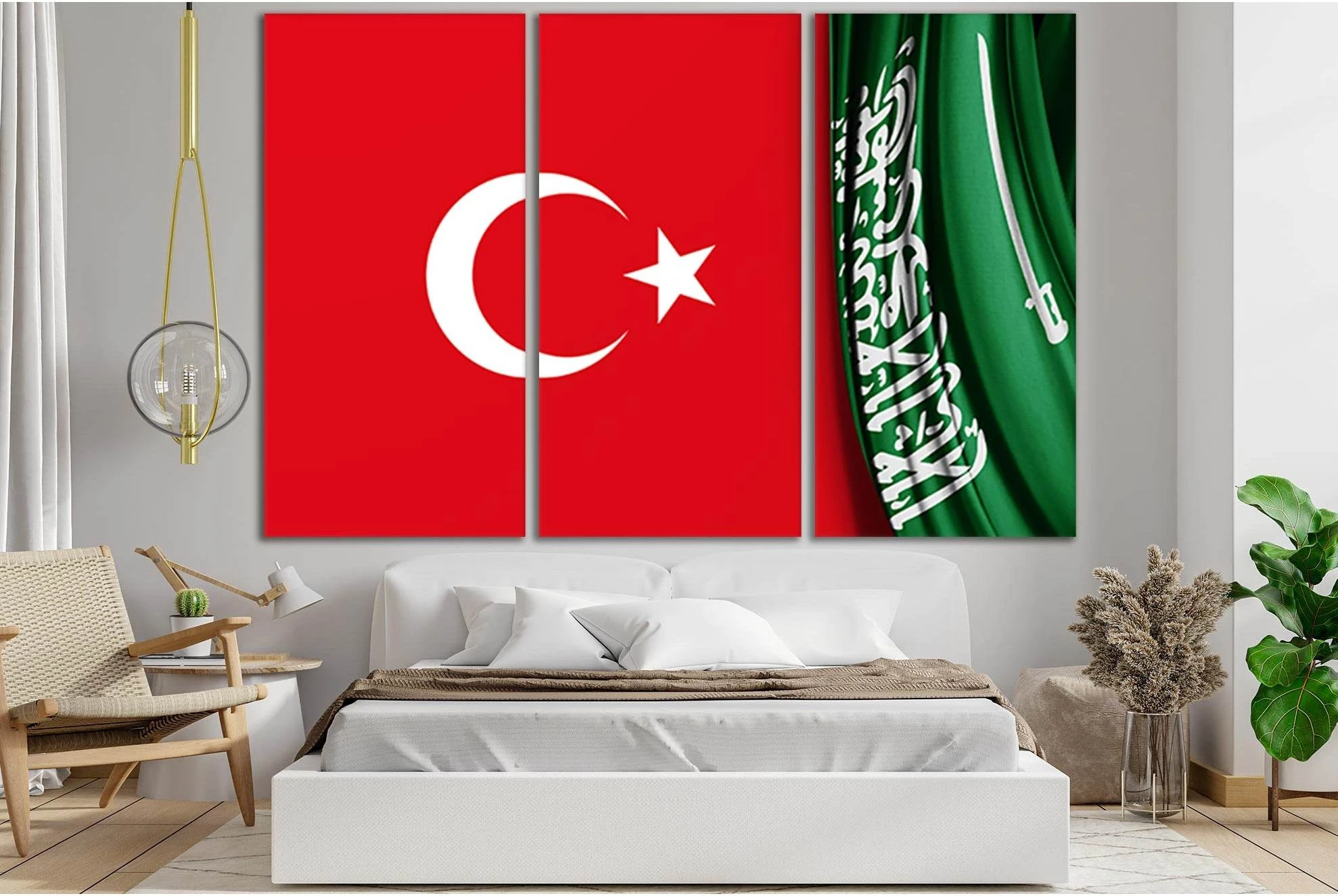 Saudi Arabia Flag And Turkey Flag №SL1199 Ready to Hang Canvas Print - Zellart Canvas Prints 0new, ALL_Products, Flags